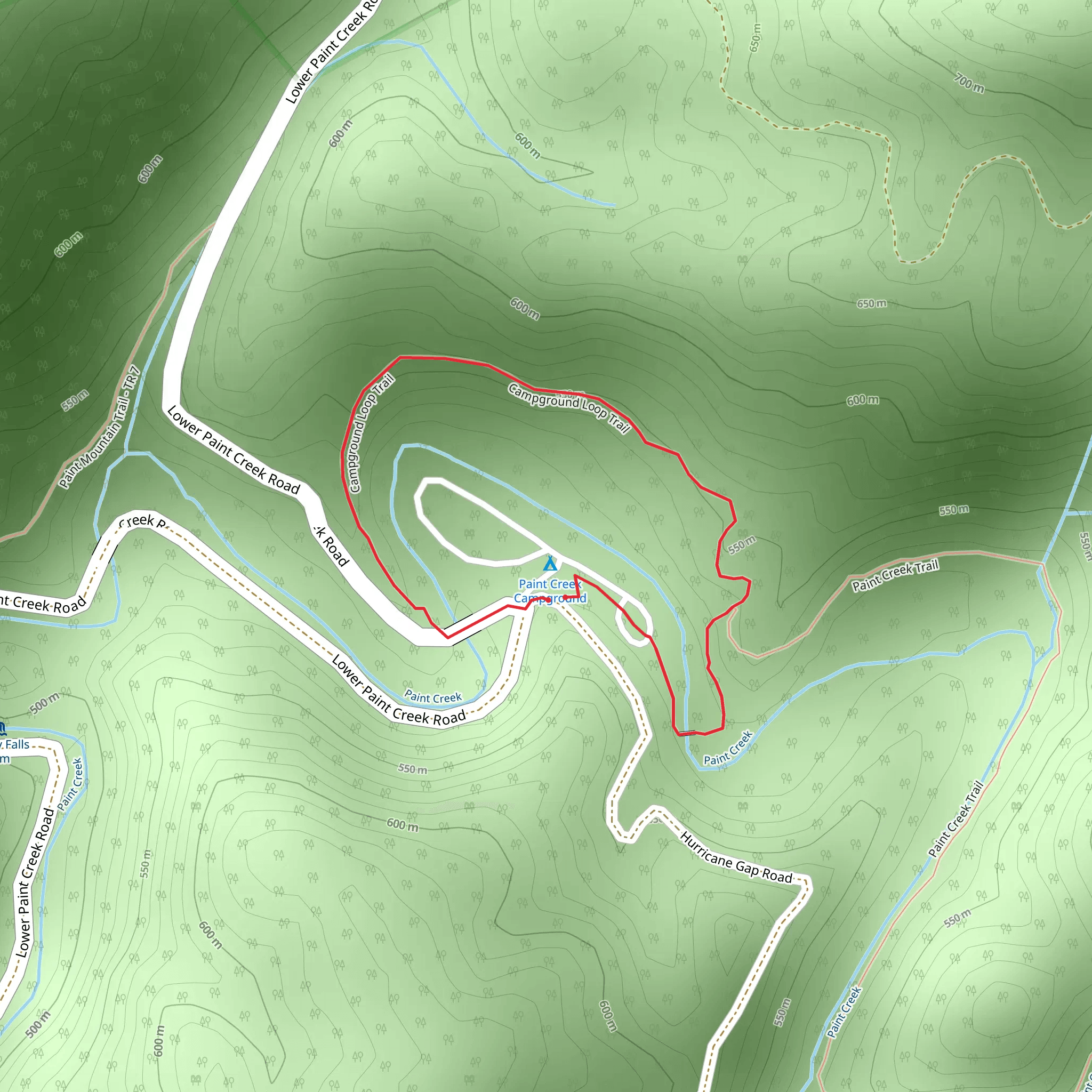 Paint Creek Campground Loop Trail Loop mobile static map