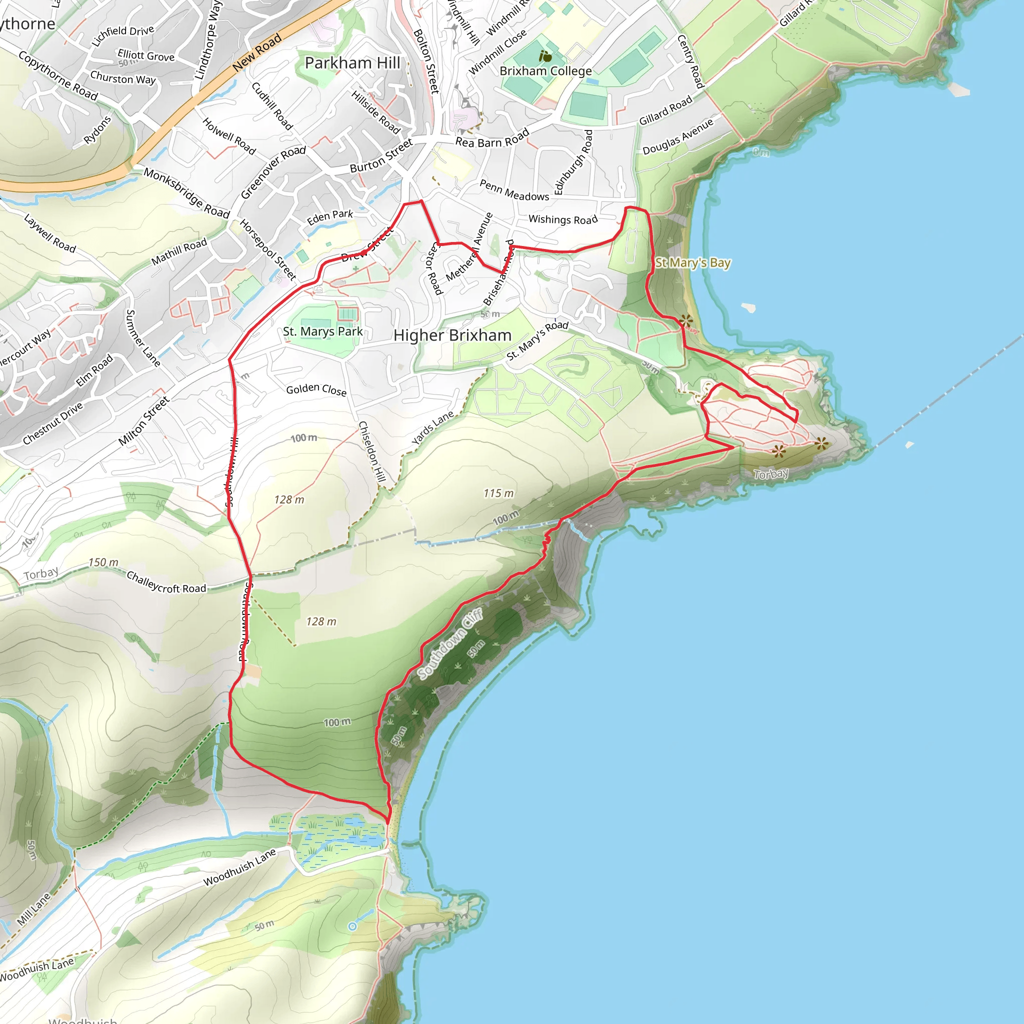 Southdown Hill and Sharkham Point National Nature Reserve Loop mobile static map