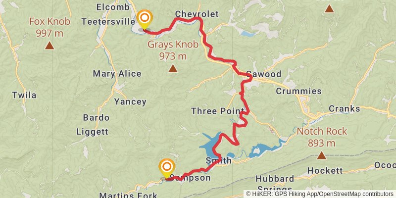 Great Eastern Trail (Incomplete) stage 77 Map