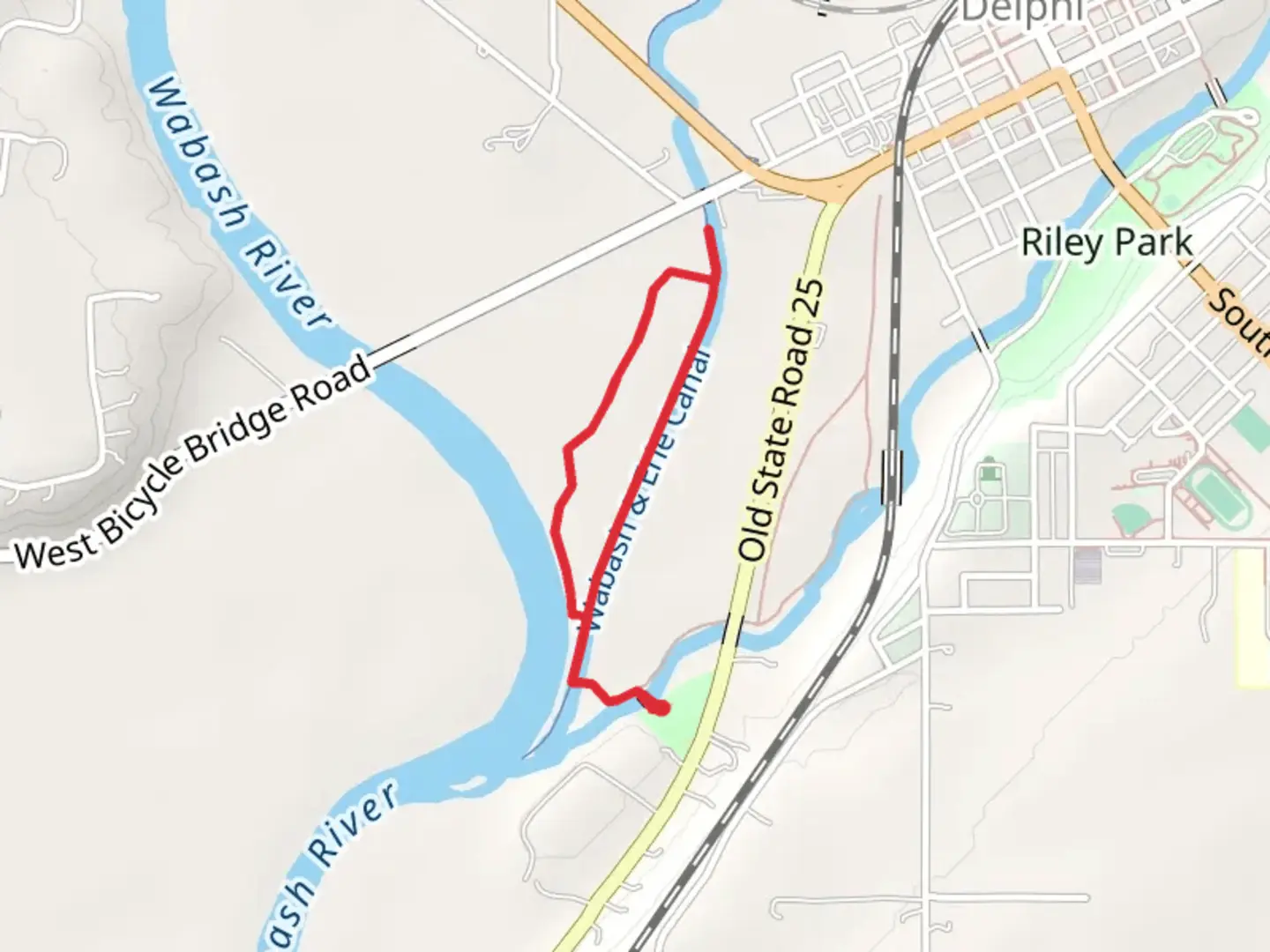 An image depicting the trail Wabash and Erie Canal Loop and its surrounding area.