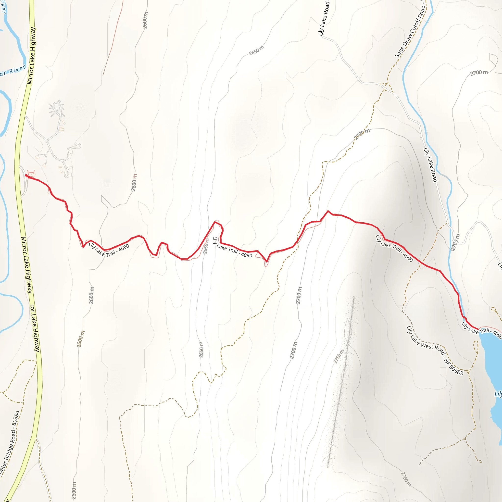 Lily Lake Trail mobile static map