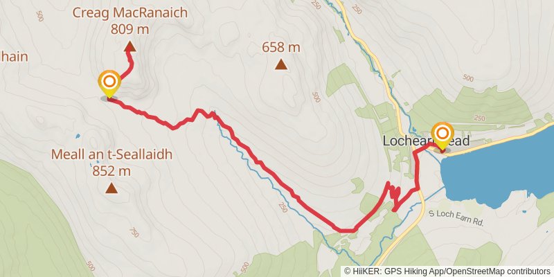 Creag Mac Ranaich via Three Saints Way stage 2 Map