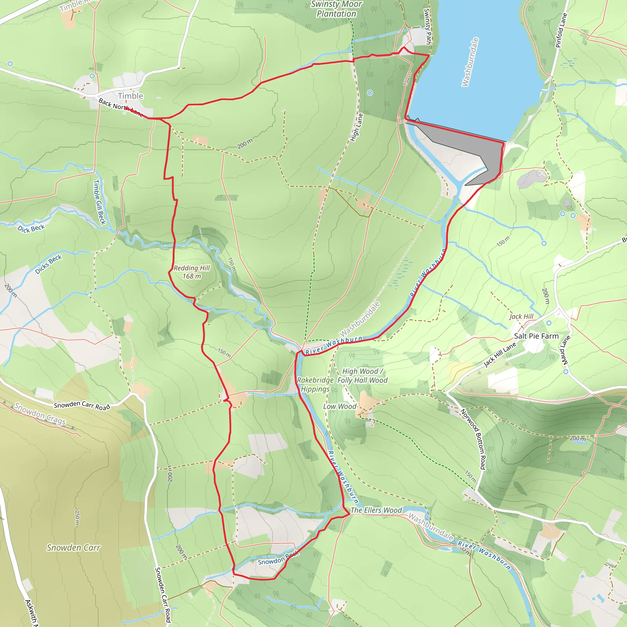 Timble village and Swinsty Reservoir mobile static map