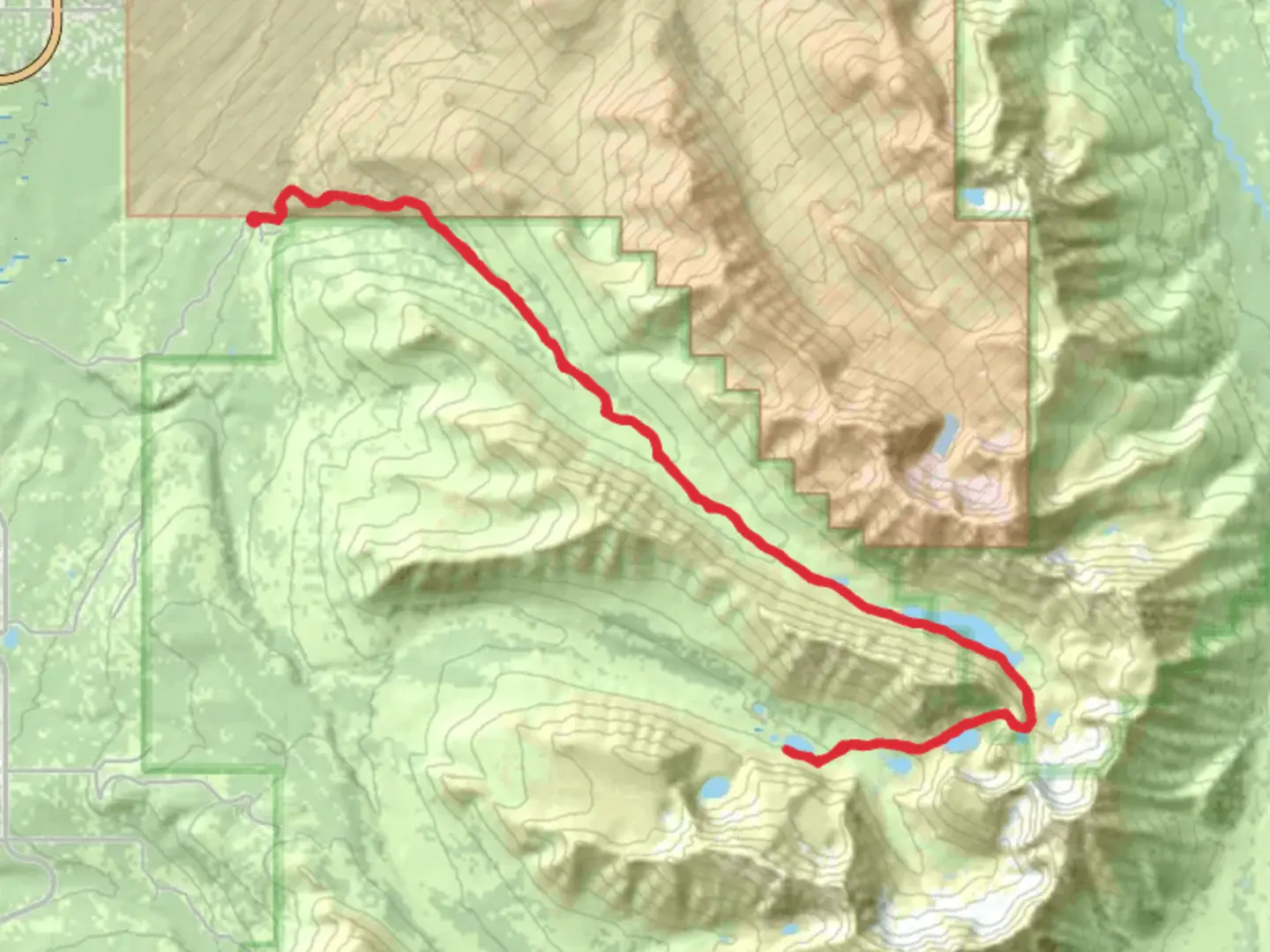An image depicting the trail Long Lake and Williwaw Lake via Long Lakes Trail and its surrounding area.