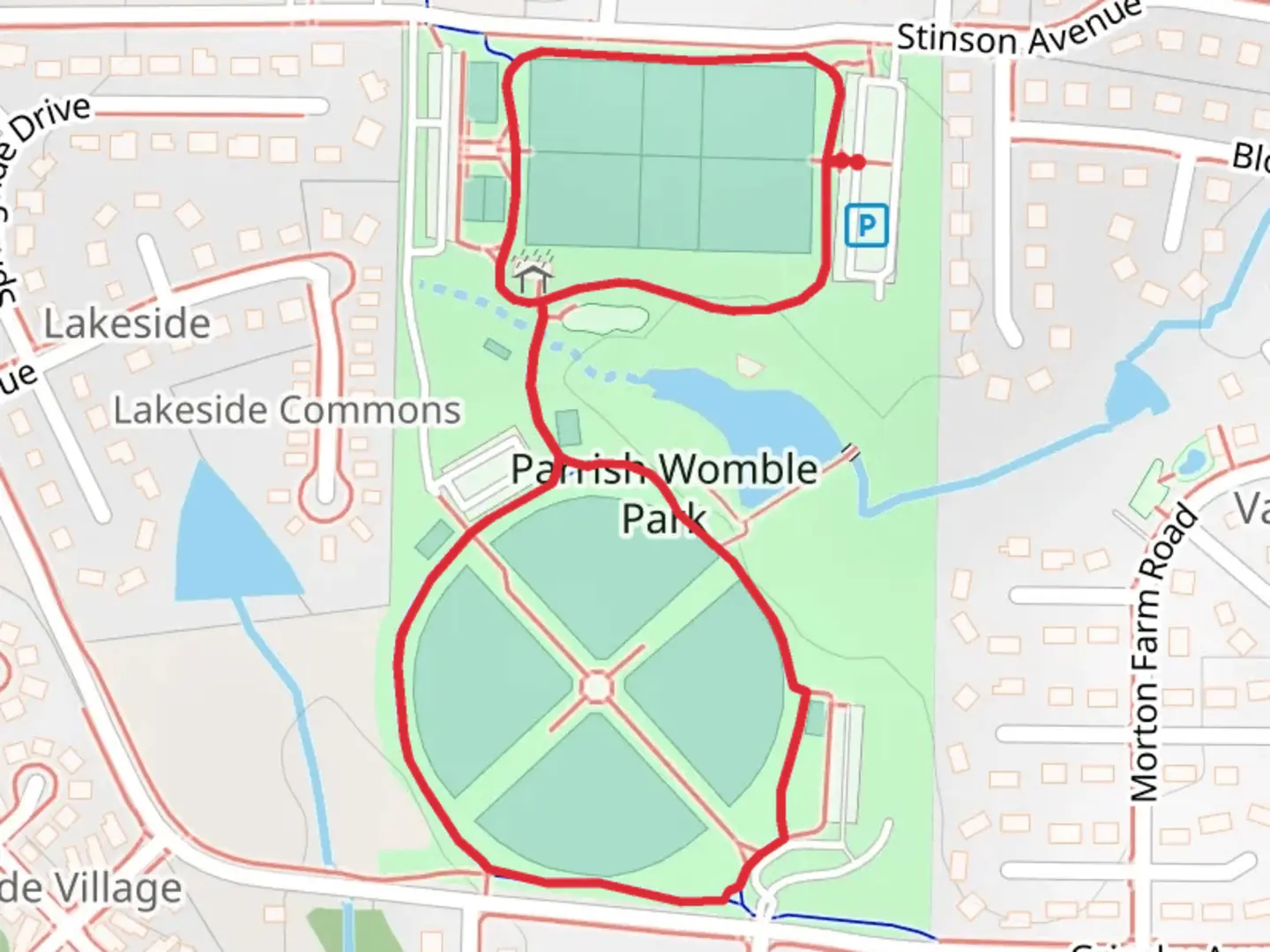 An image depicting the trail Parrish Womble Park Loop and its surrounding area.
