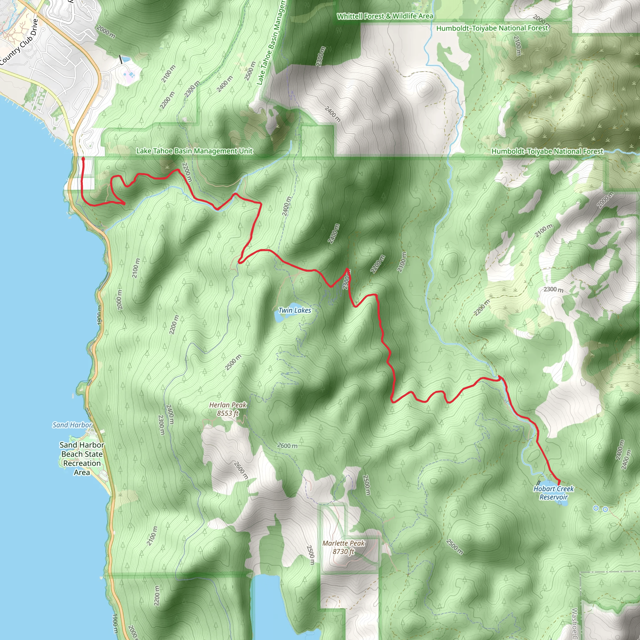 Hobart Creek Reservoir Via Tunnel Creek Road mobile static map