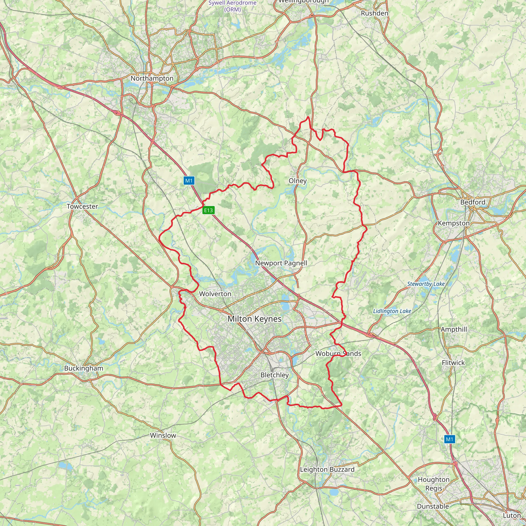 Milton Keynes Boundary Walk mobile static map