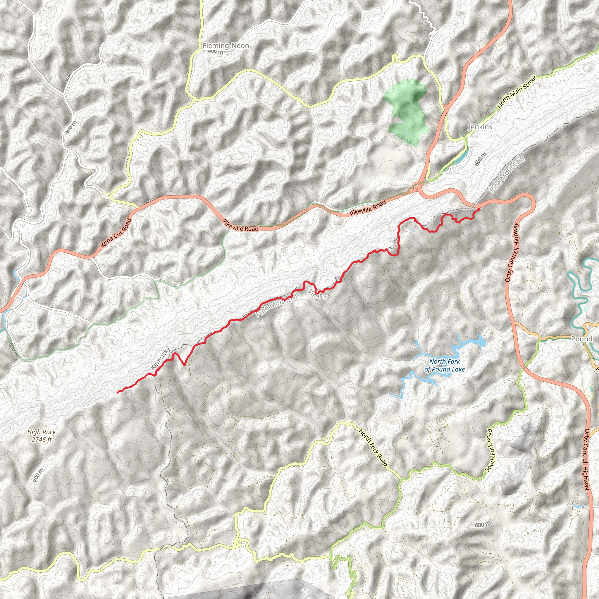 Jack Sutter Campsite and Adena Spring via Pine Mountain Trail mobile static map