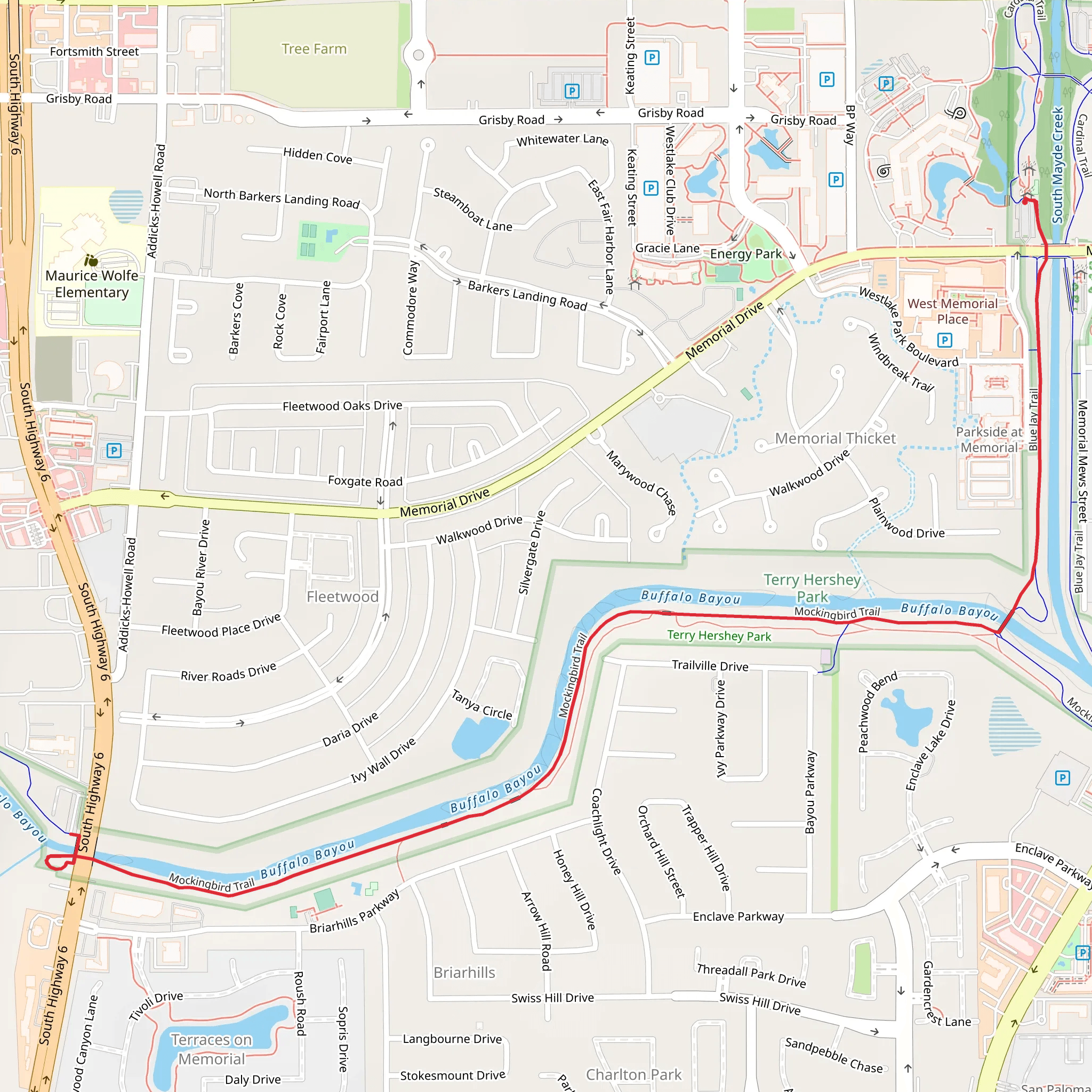 Mockingbird Trail mobile static map