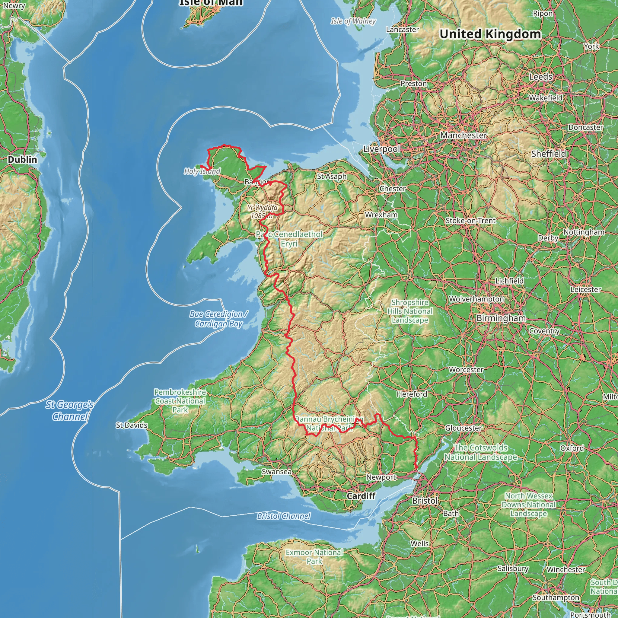 Holyhead to Chepstow Walk mobile static map