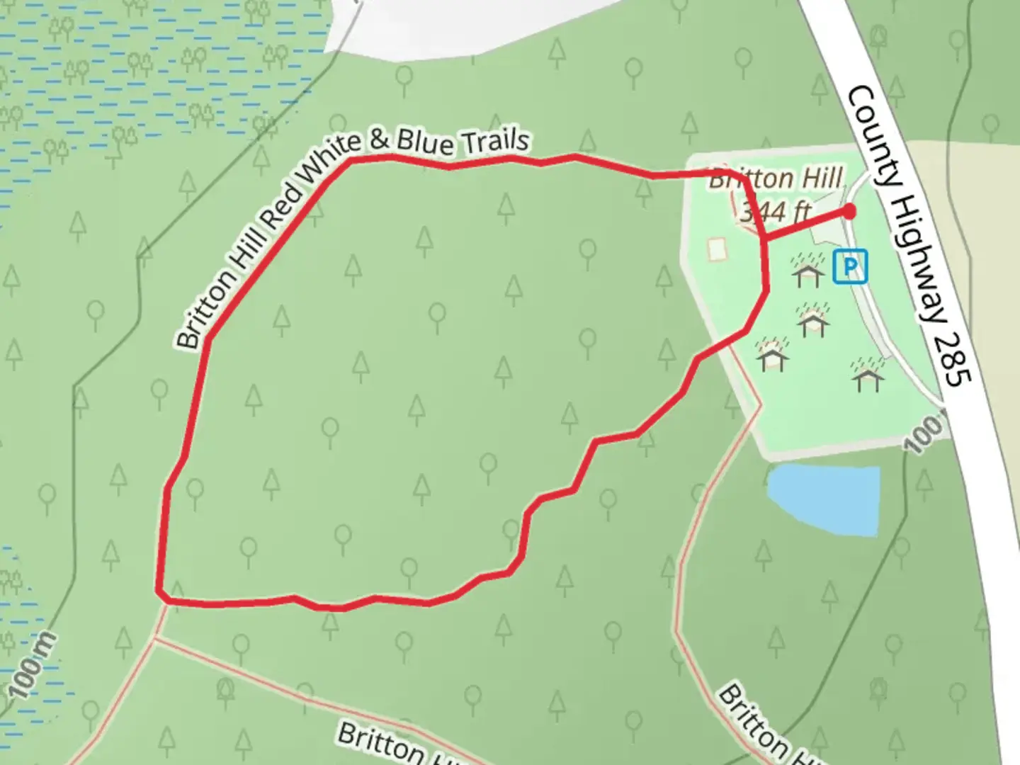 An image depicting the trail Britton Hill - Lakewood Park Loop and its surrounding area.