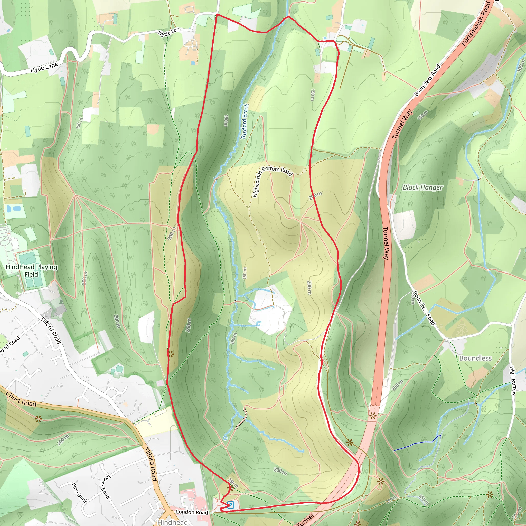 Highcombe Bottom and Devil's Punch Bowl Loop mobile static map