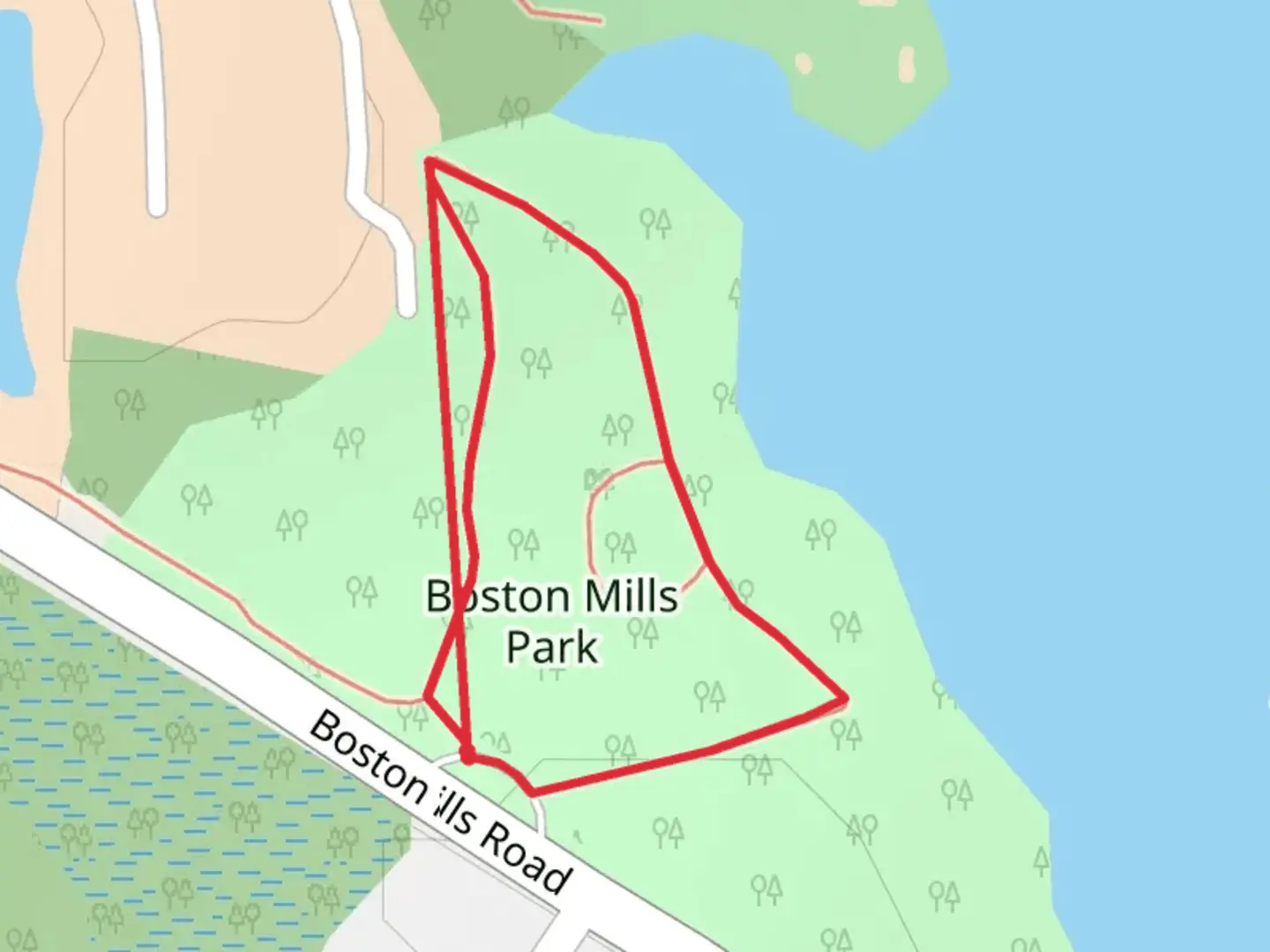 An image depicting the trail Boston Mills Park Loop and its surrounding area.