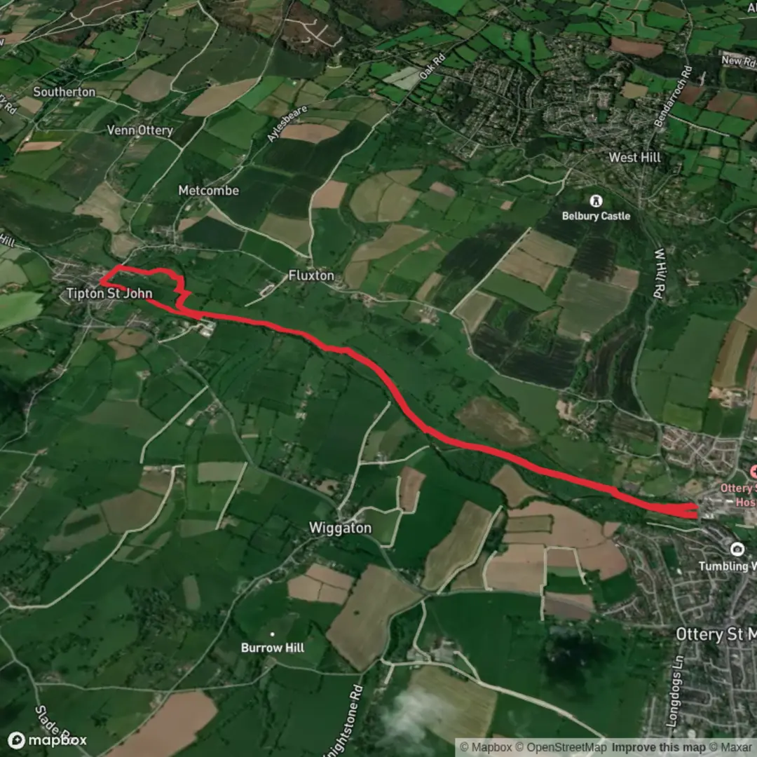 An image depicting the trail Ottery to Tipton and its surrounding area.