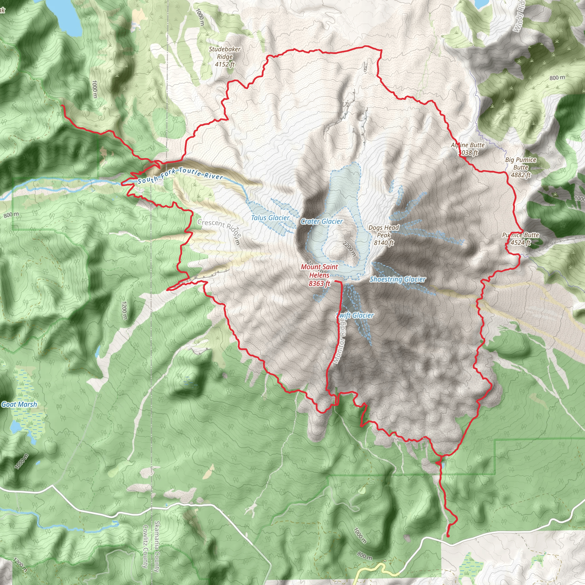 Loowit Trail mobile static map