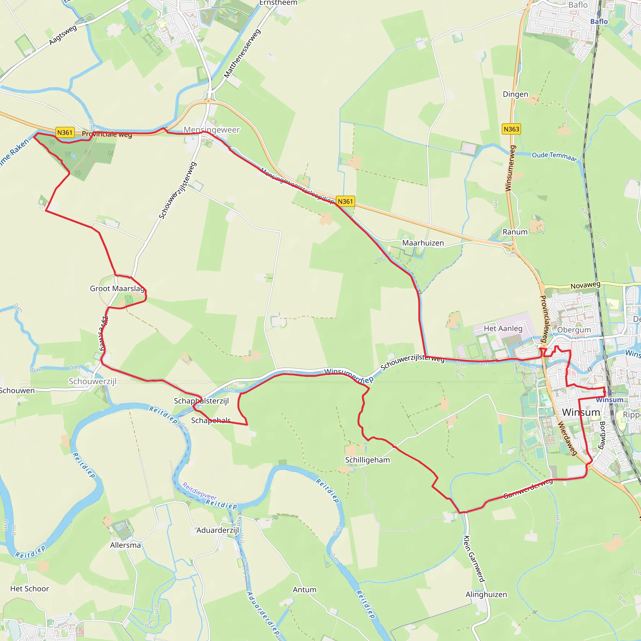 Schaphalsterzijl, Abelstok and Billingeweer Loop mobile static map