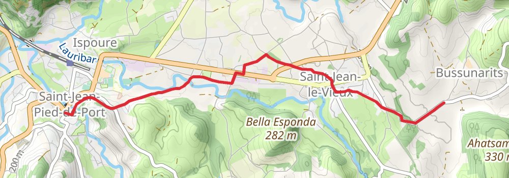 Camino Perl-Saint Jean Pied de Port via Vézelay stage 69 Map