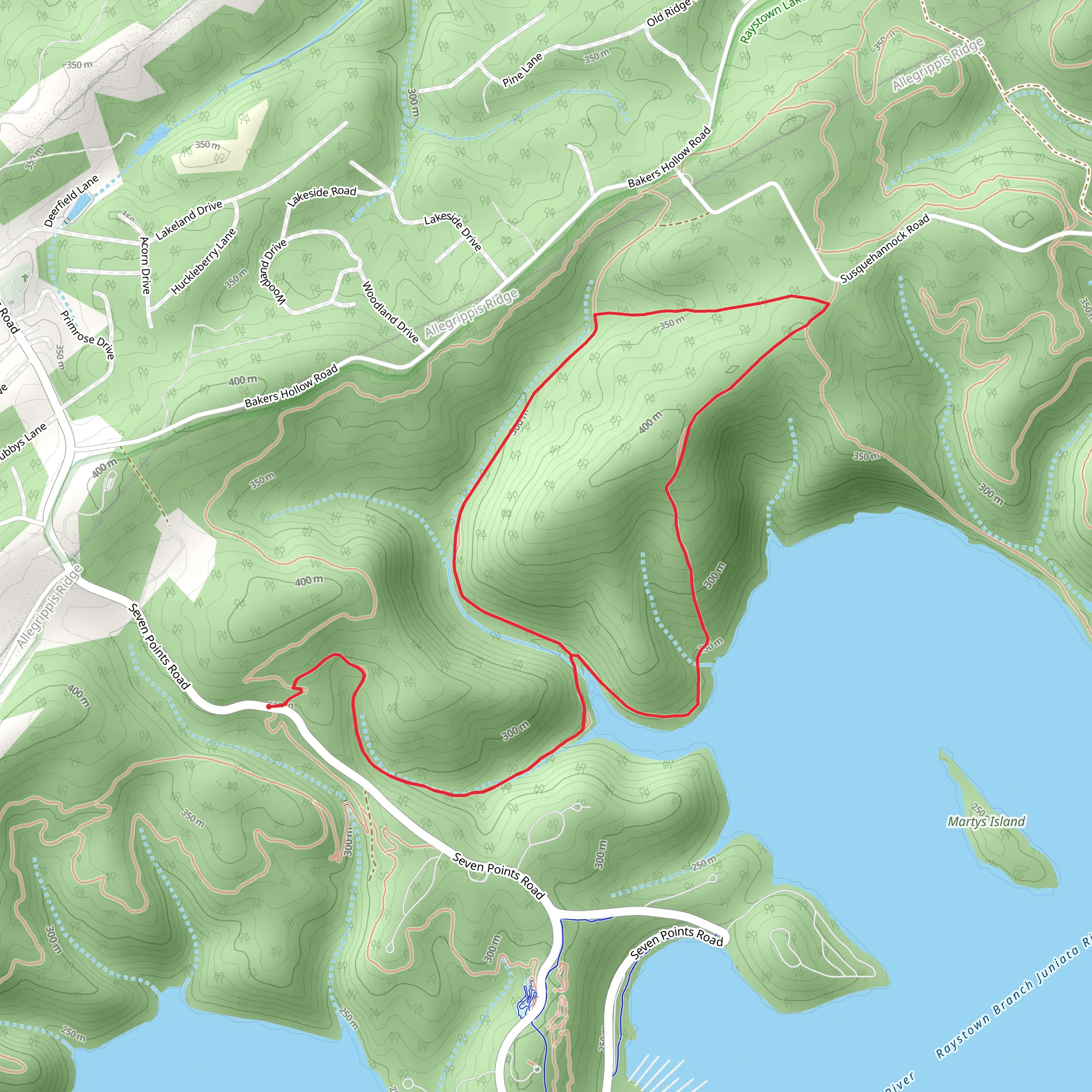 Walkers Hollow Loop Trail mobile static map