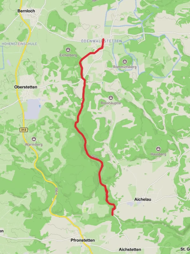 An image depicting the trail Sternberg Tigerfeld Walk - Odenwaldstetten and its surrounding area.