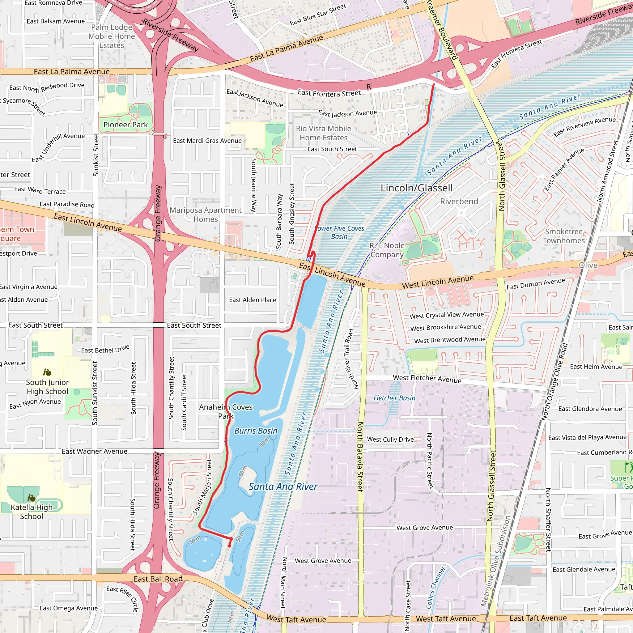 Anaheim Coves Trail mobile static map