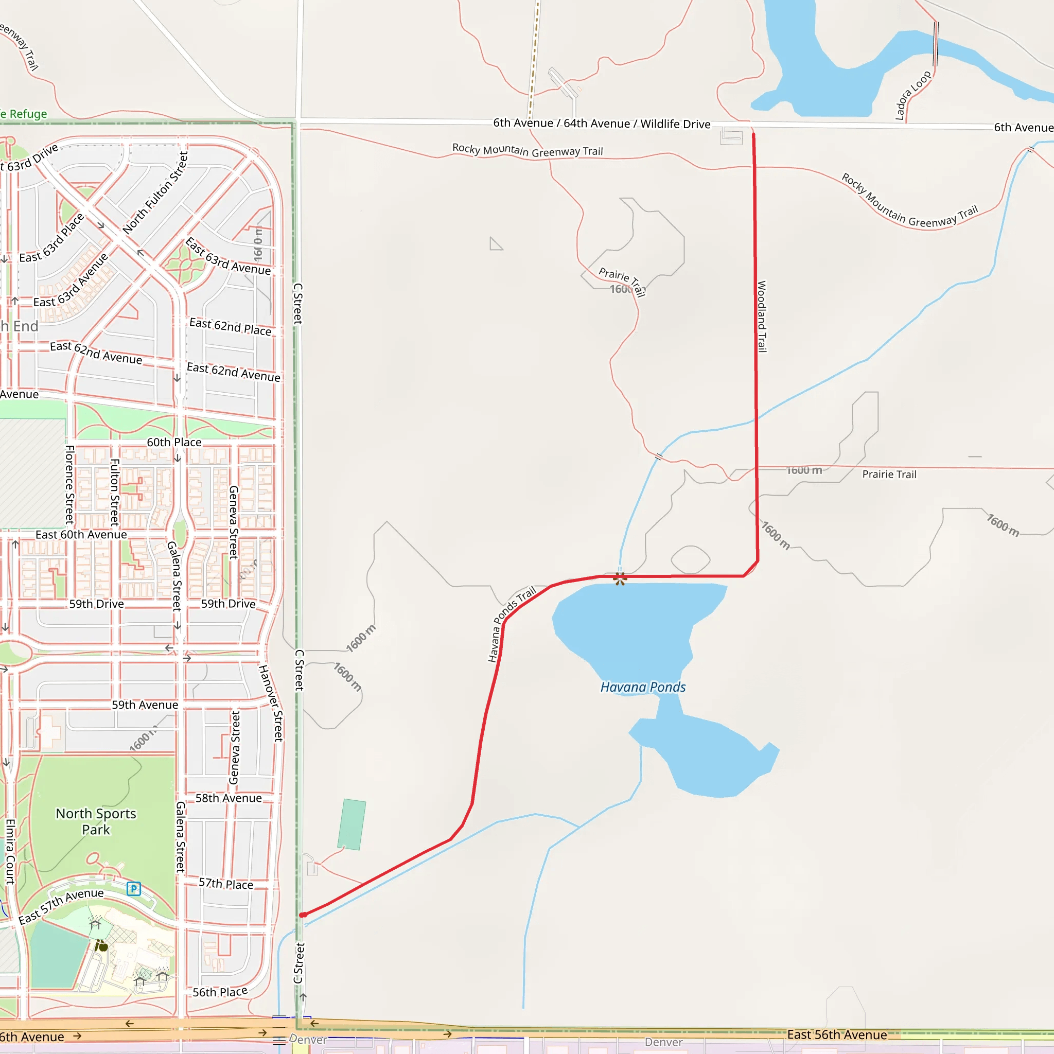 Havana Pond via Woodland Trail mobile static map