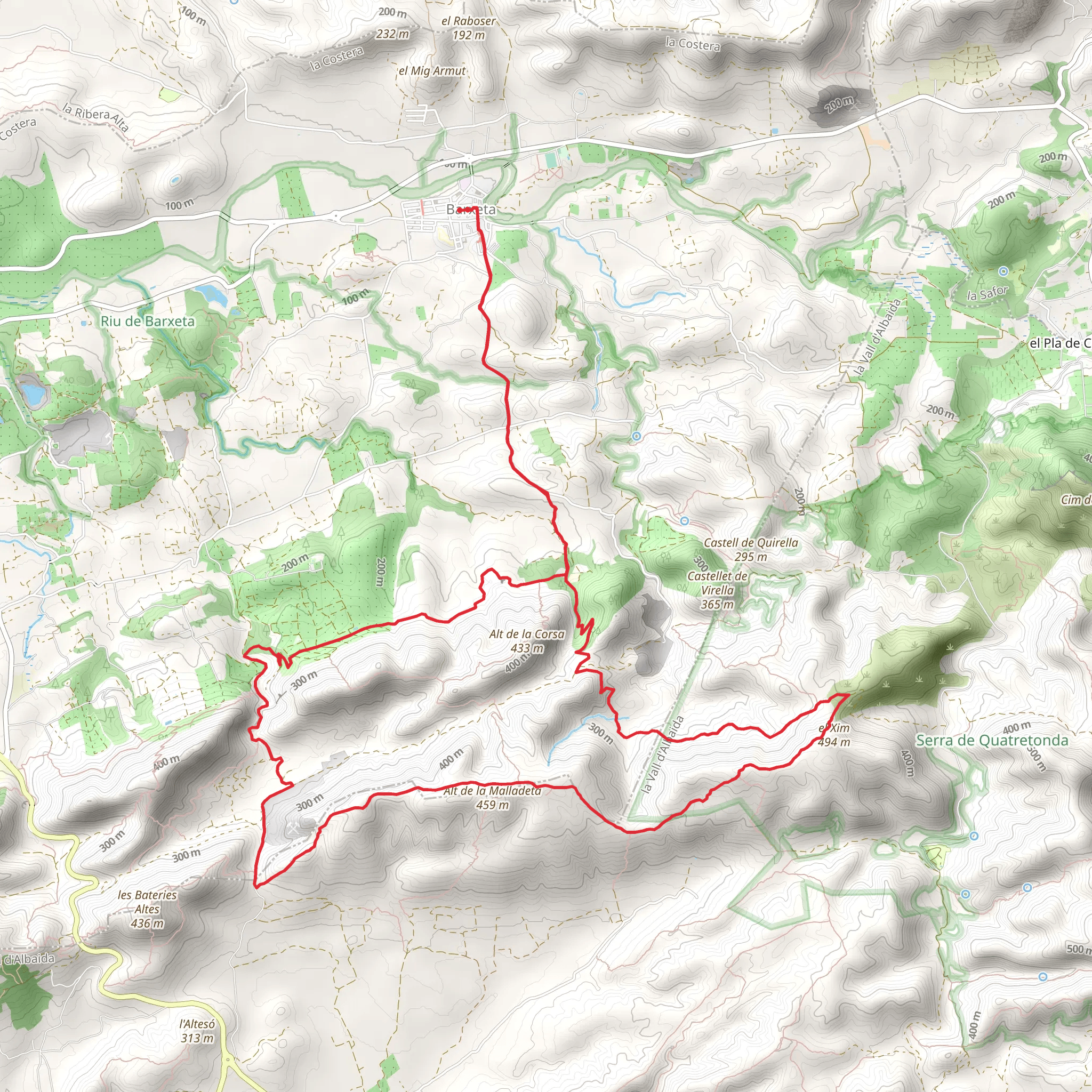 Sender Serra de la Corsa i Serra de Requena de Barxeta PR CV 366 mobile static map