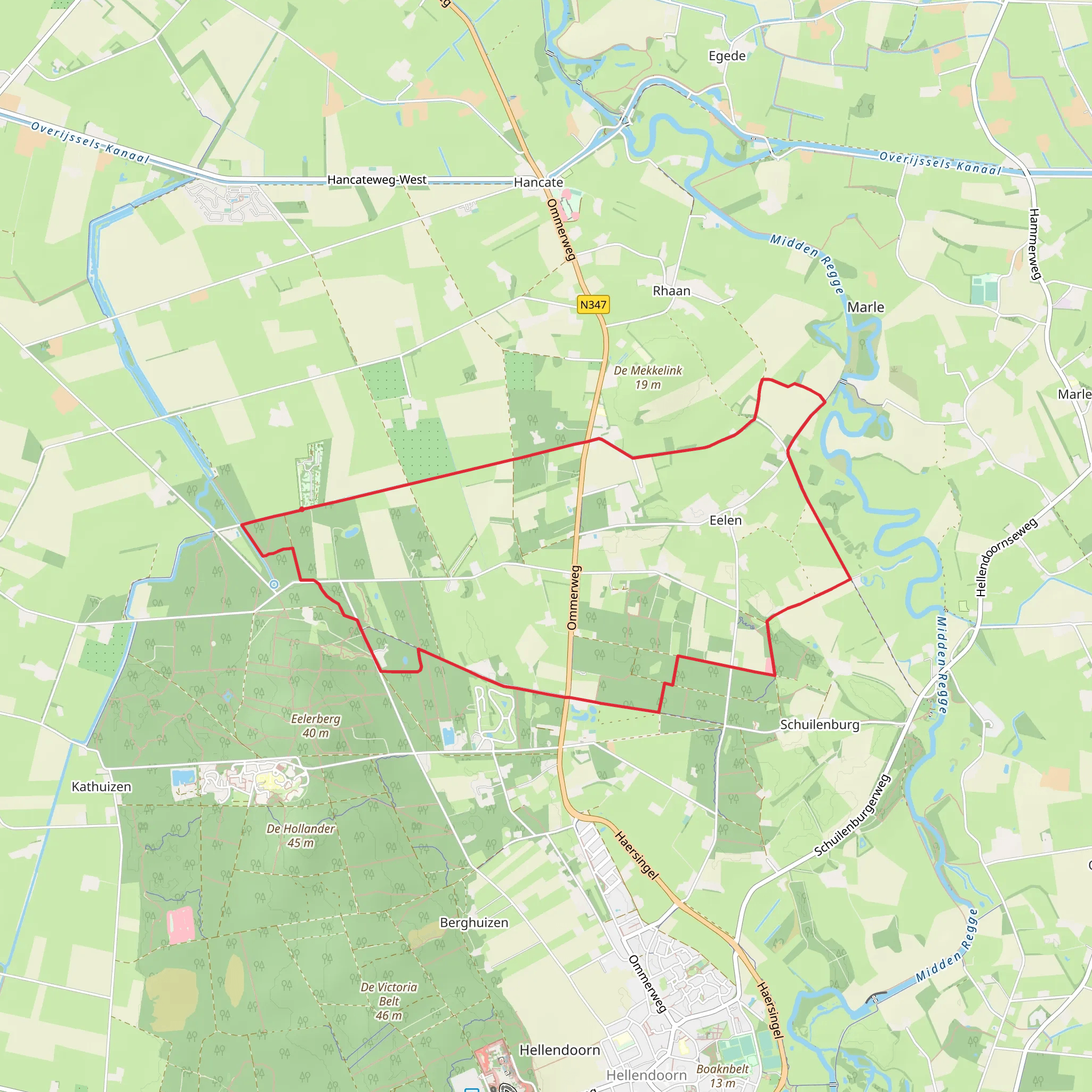 Ossenkamp Weg and Twente Eelerberg - Gele Loop mobile static map