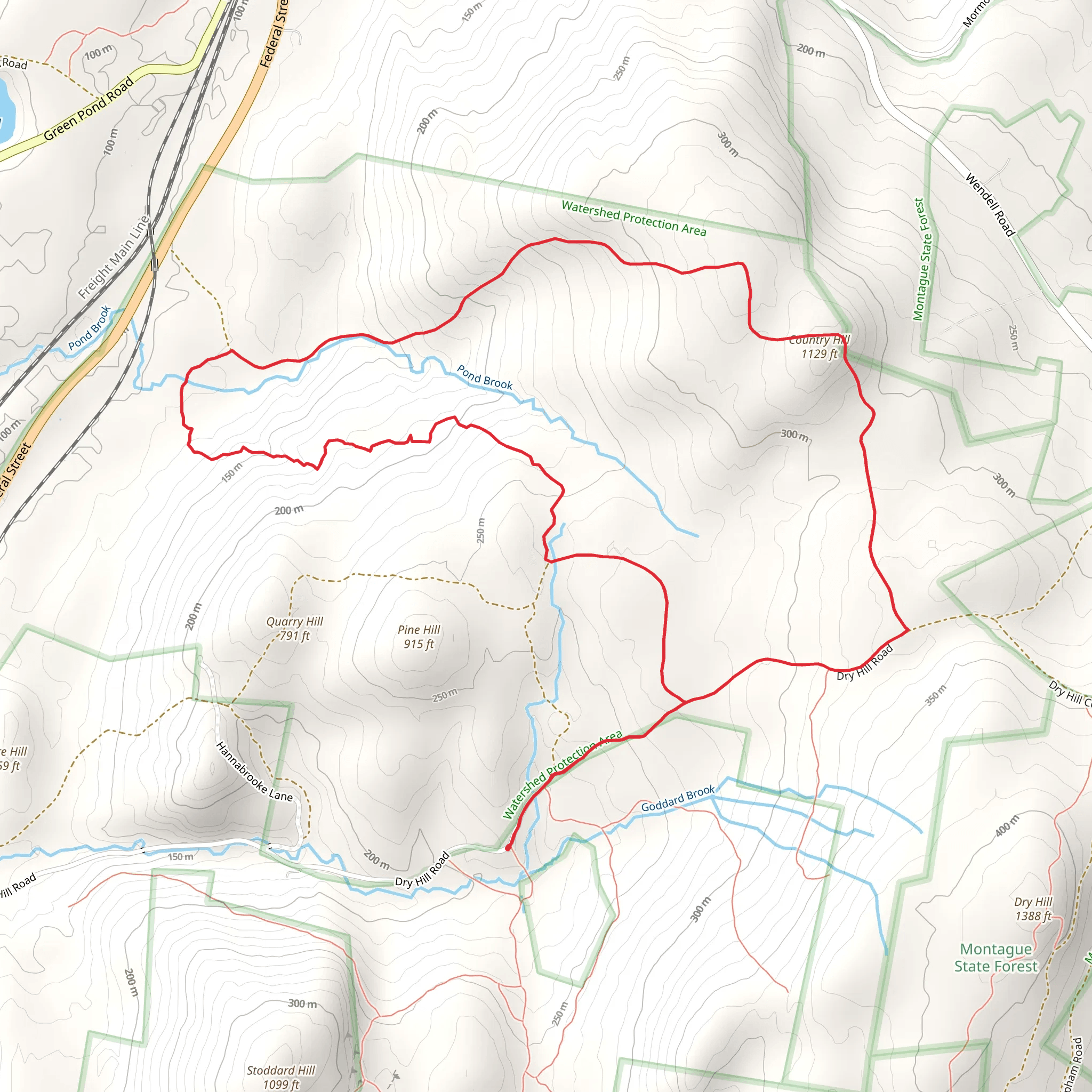 Pond Brook and Country Hill Loop Trail mobile static map