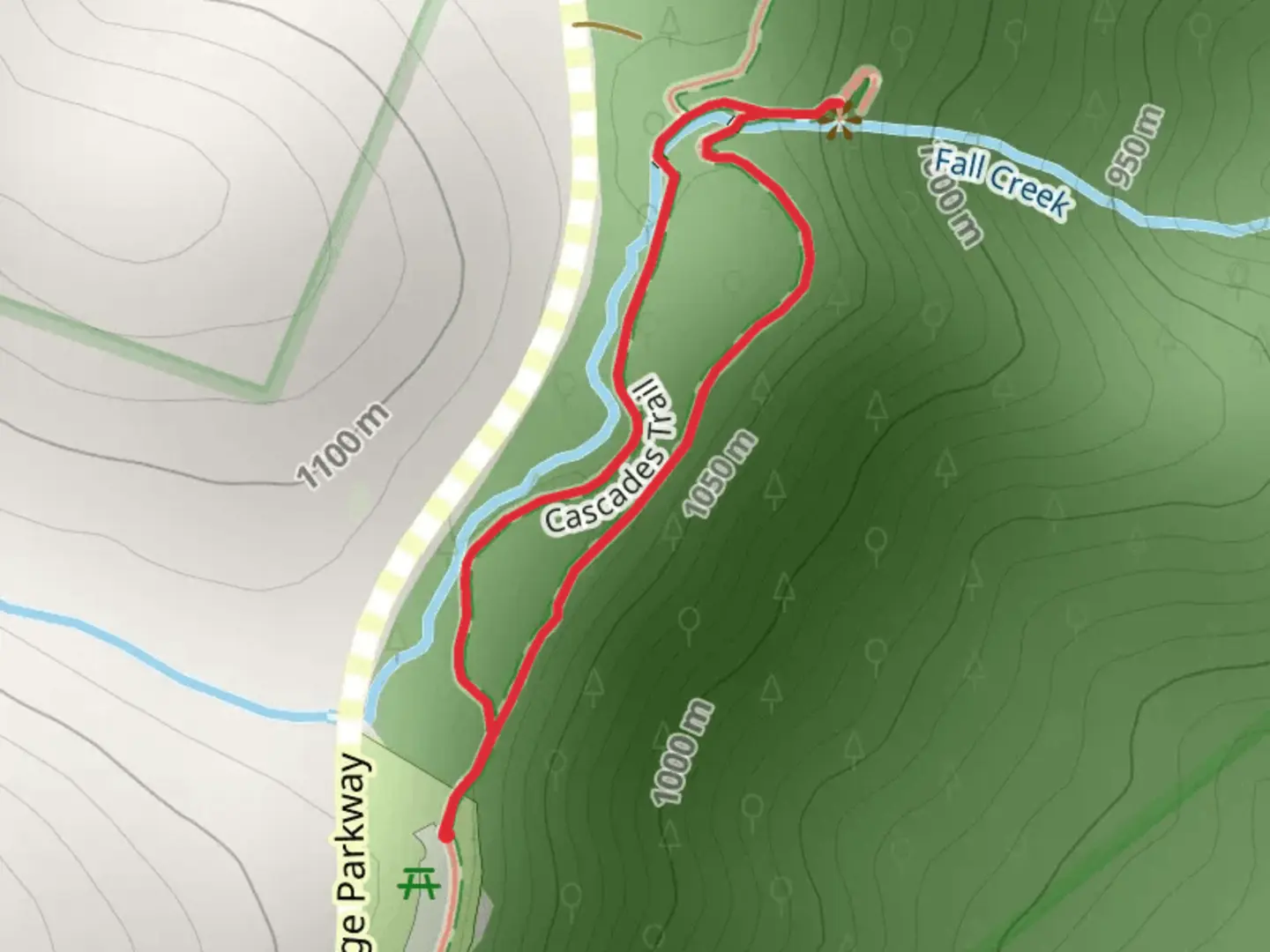 An image depicting the trail Cascades Loop Trail and its surrounding area.