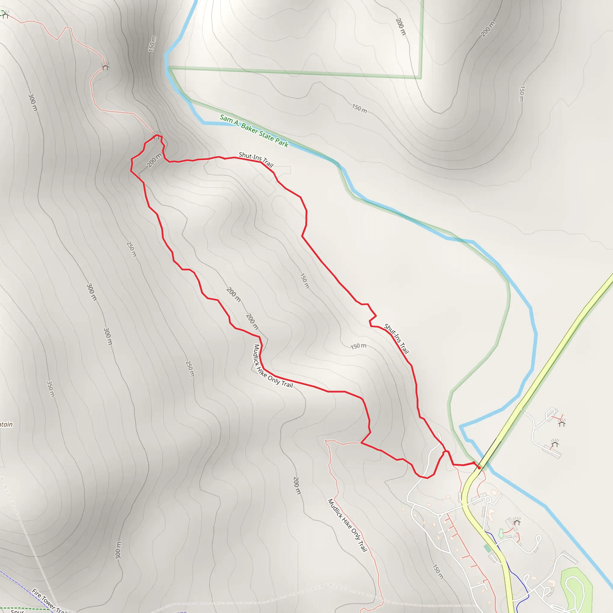 Shut-Ins and Mudlick Hike Only Loop Trail mobile static map