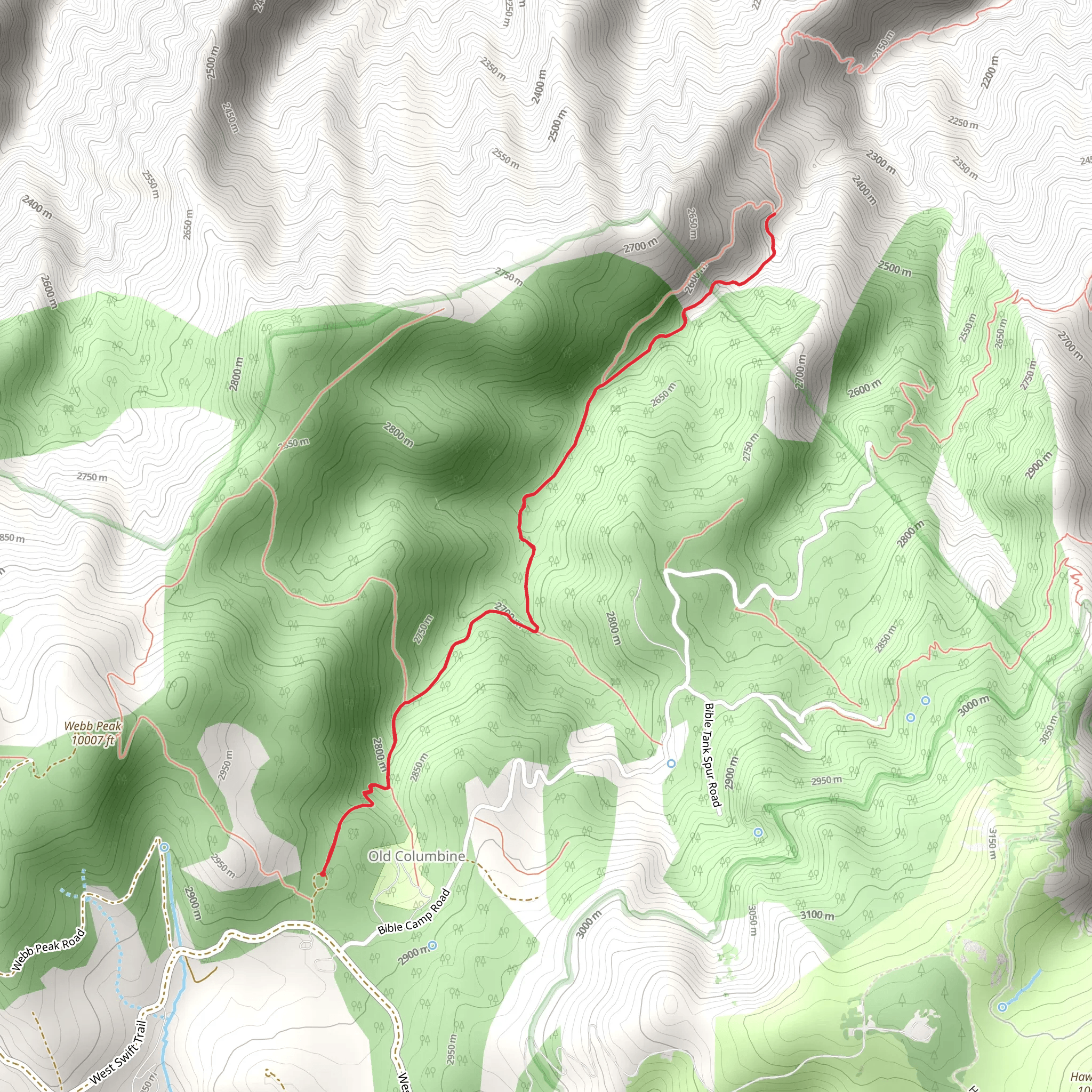 Ash Creek Trail from Columbine Corral Road mobile static map