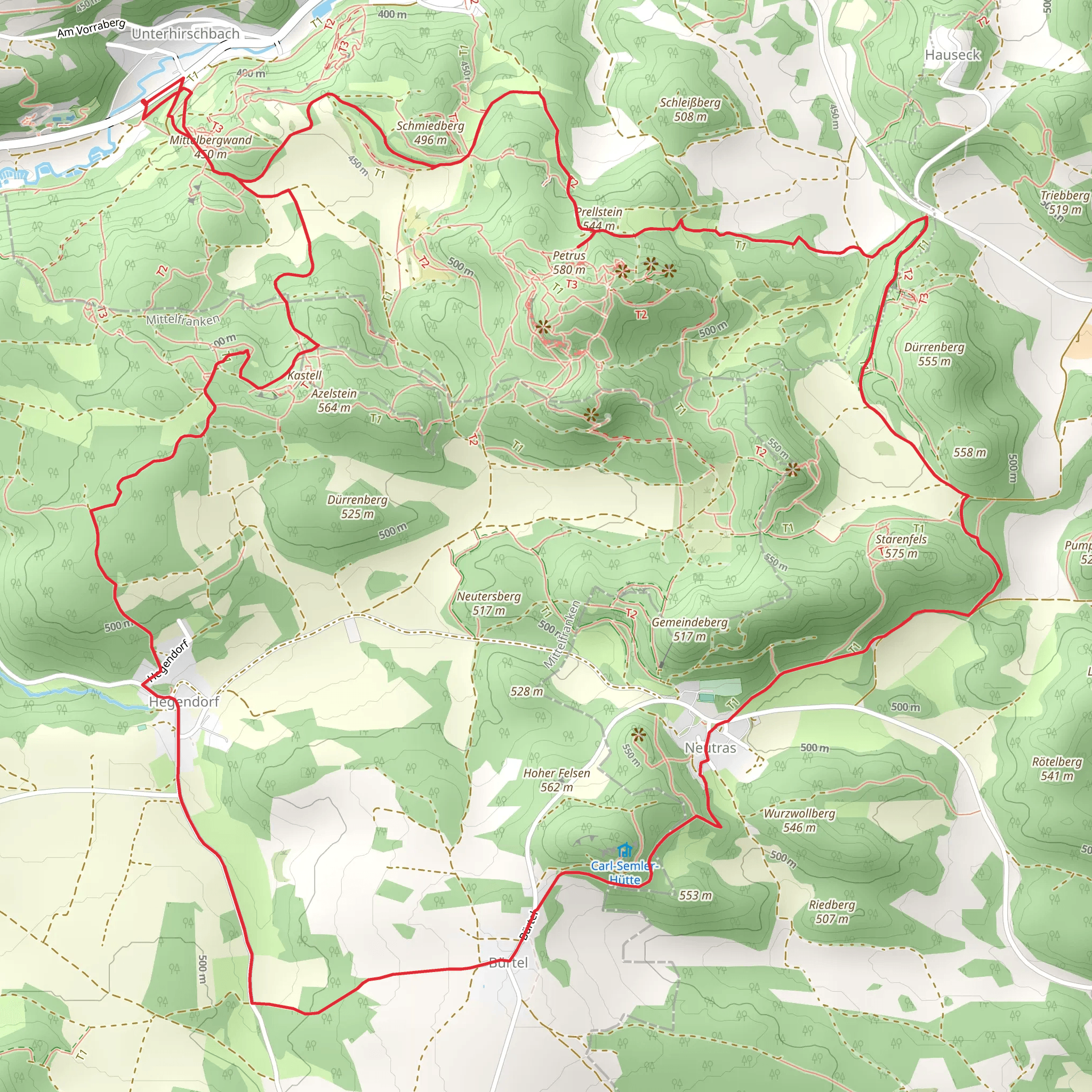 Prellstein via Gelbpunkt and Jean-Mueller Weg mobile static map