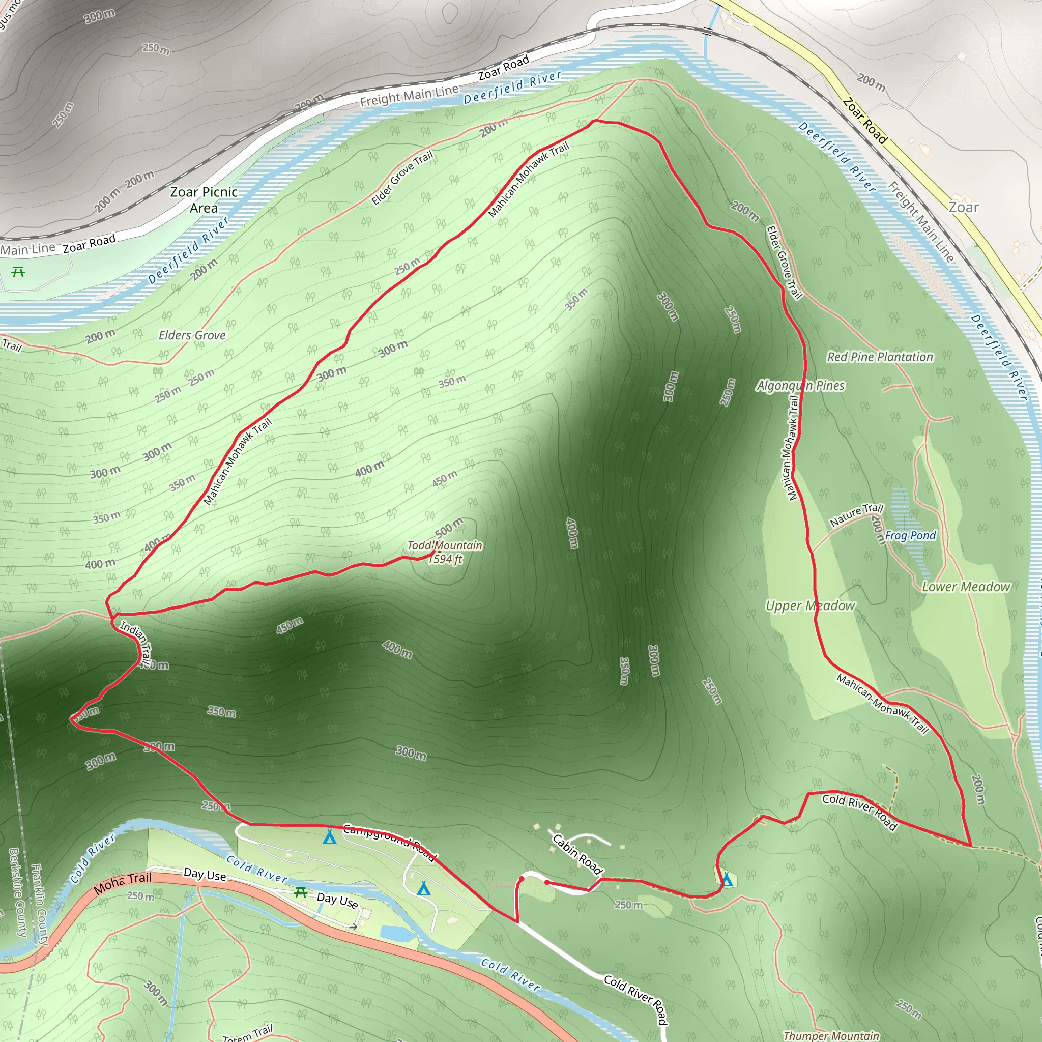 Todd Mountain via Mahican-Mohawk Trail M-M Loop mobile static map
