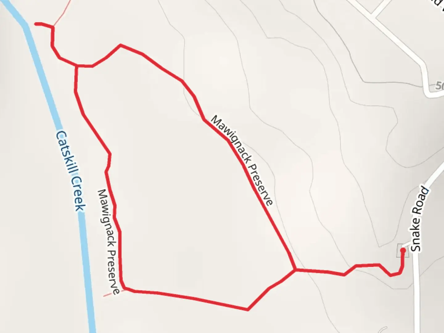 An image depicting the trail Mawignack Preserve Loop and its surrounding area.