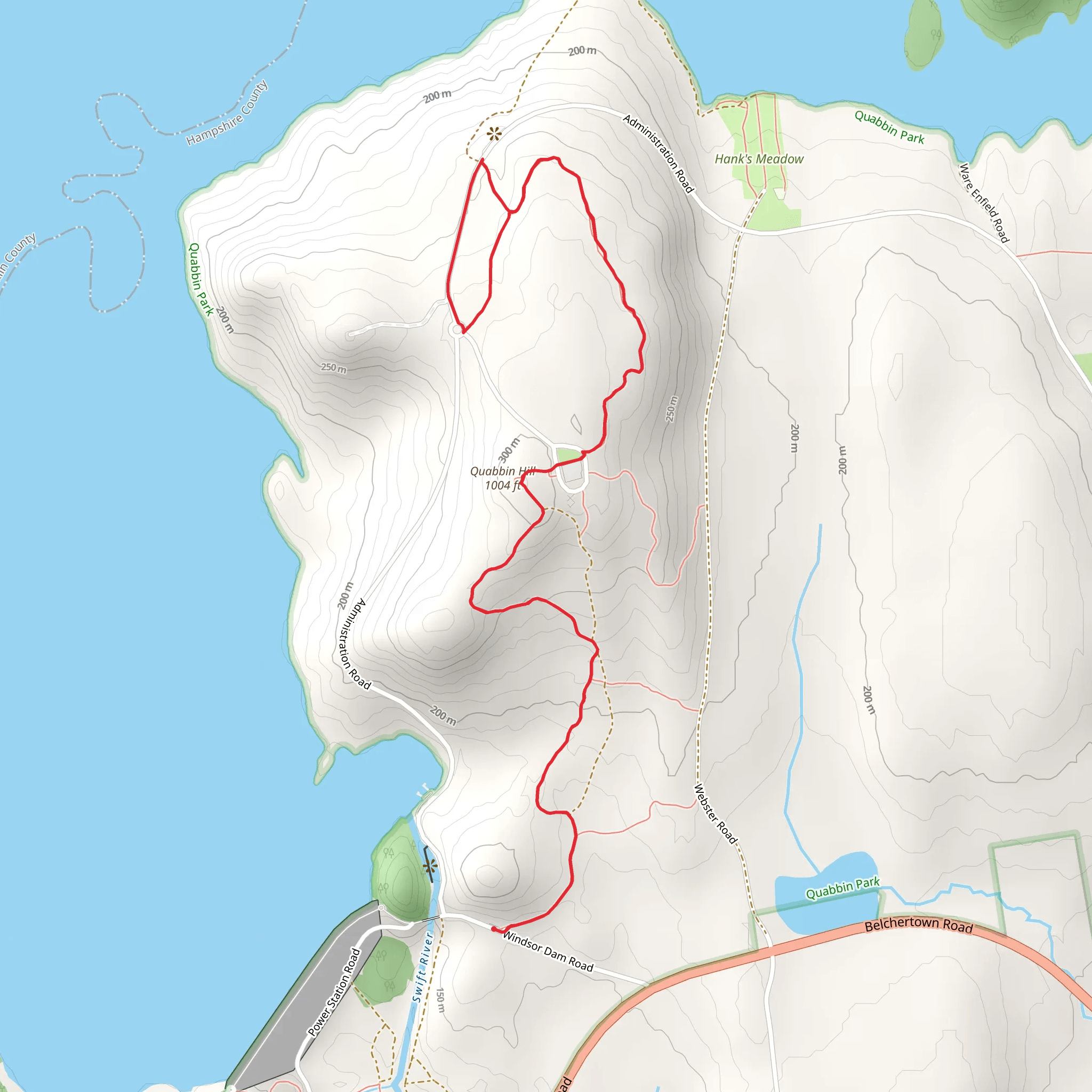 Quabbin Hill via Observation Tower Trail mobile static map