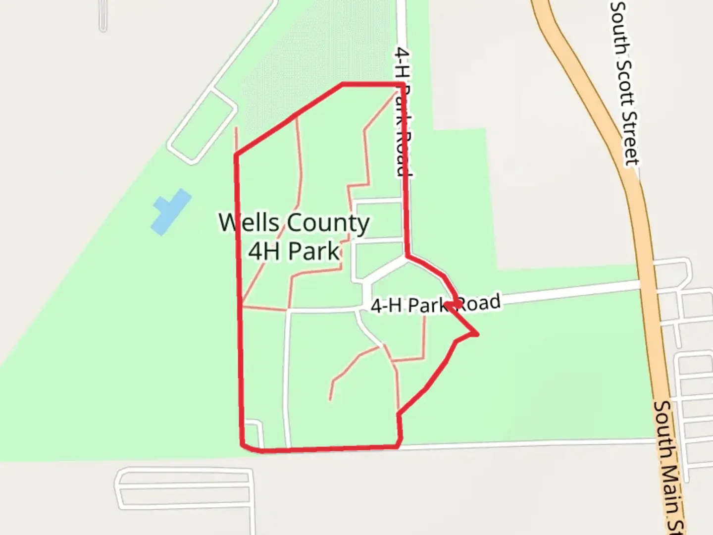 An image depicting the trail Wells County 4H Park Loop and its surrounding area.