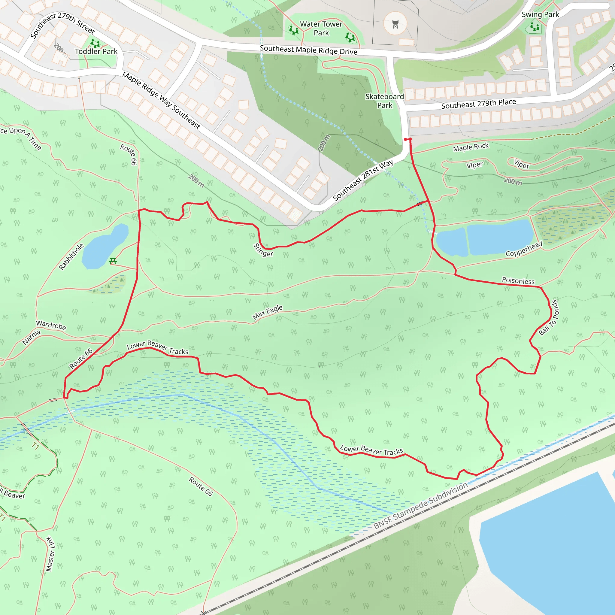 Stinger and Bali to Ponds Loop mobile static map