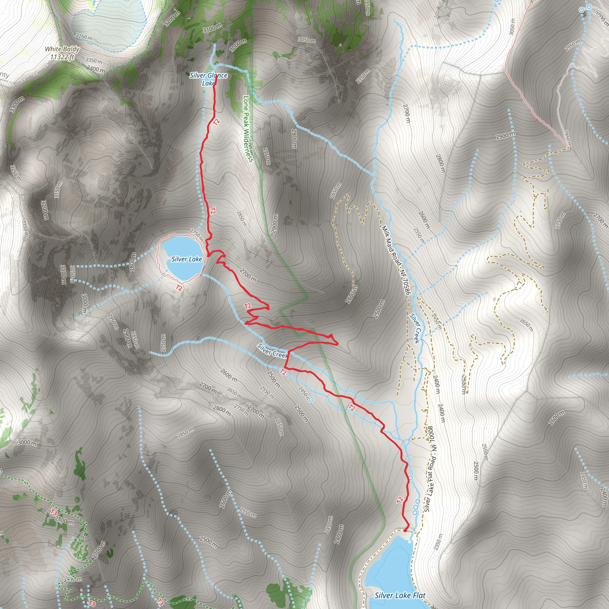 Silver Creek and Silver Glance Lake Trail mobile static map