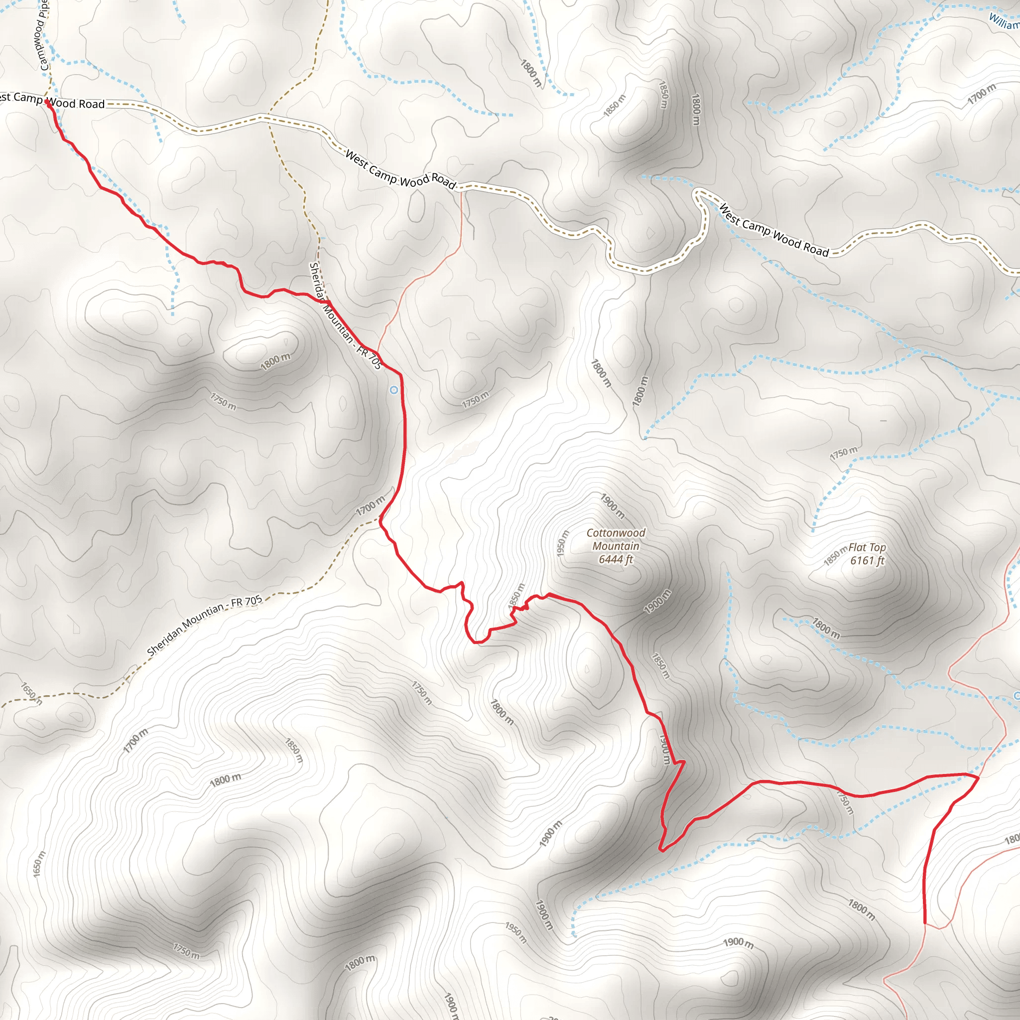 Cottonwood Mountain Trail mobile static map