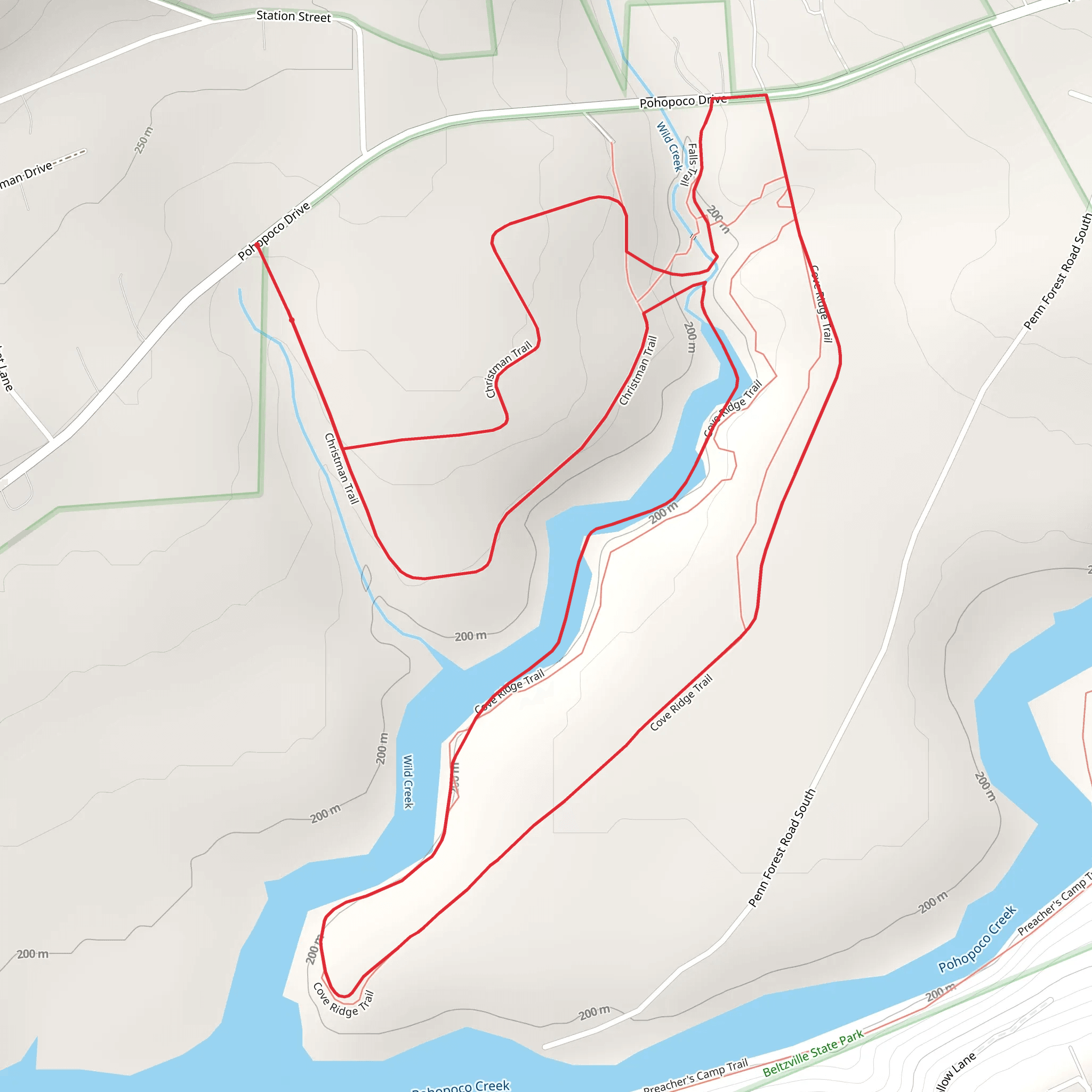 Cove Ridge via Christman Trail mobile static map