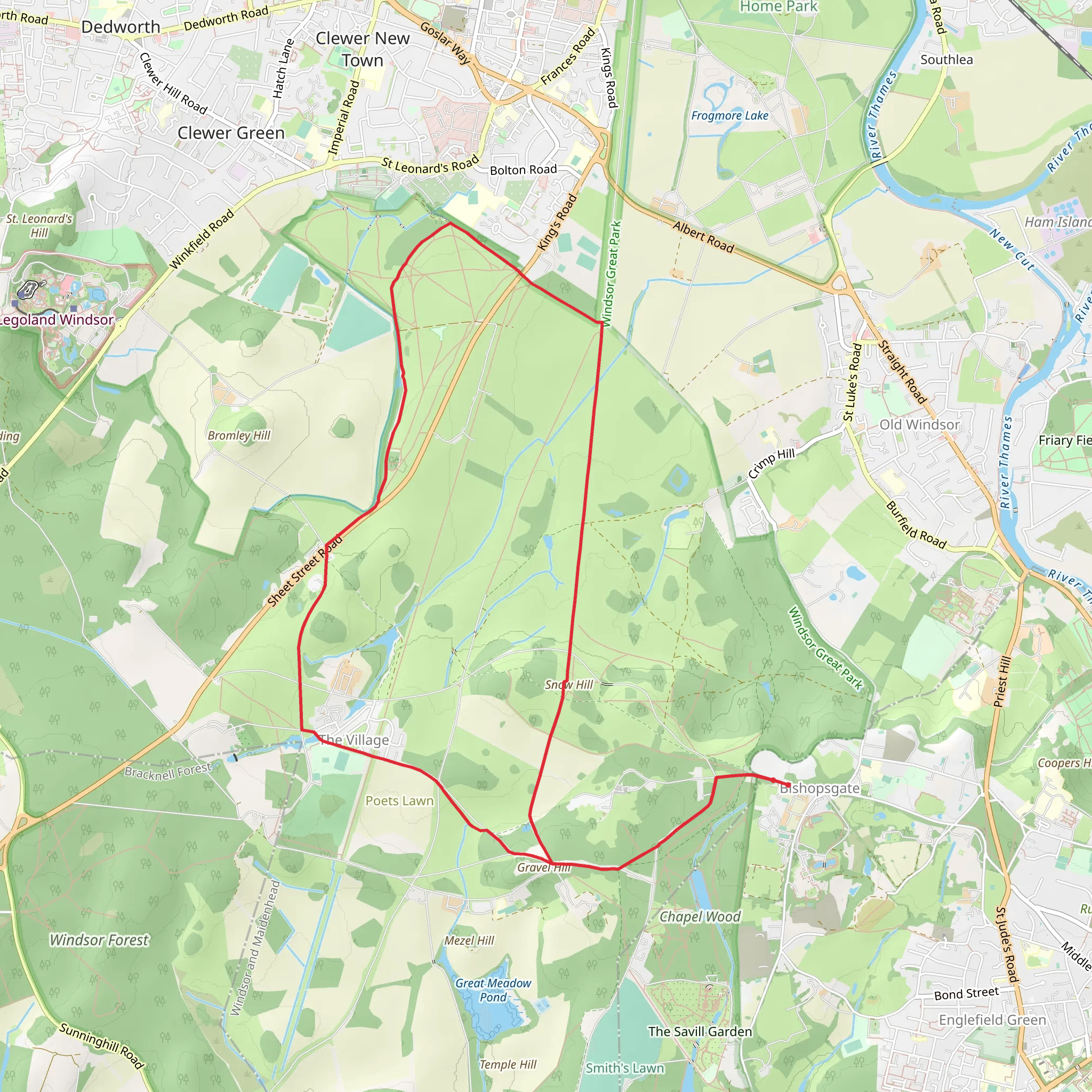 Windsor Great Park Loop mobile static map