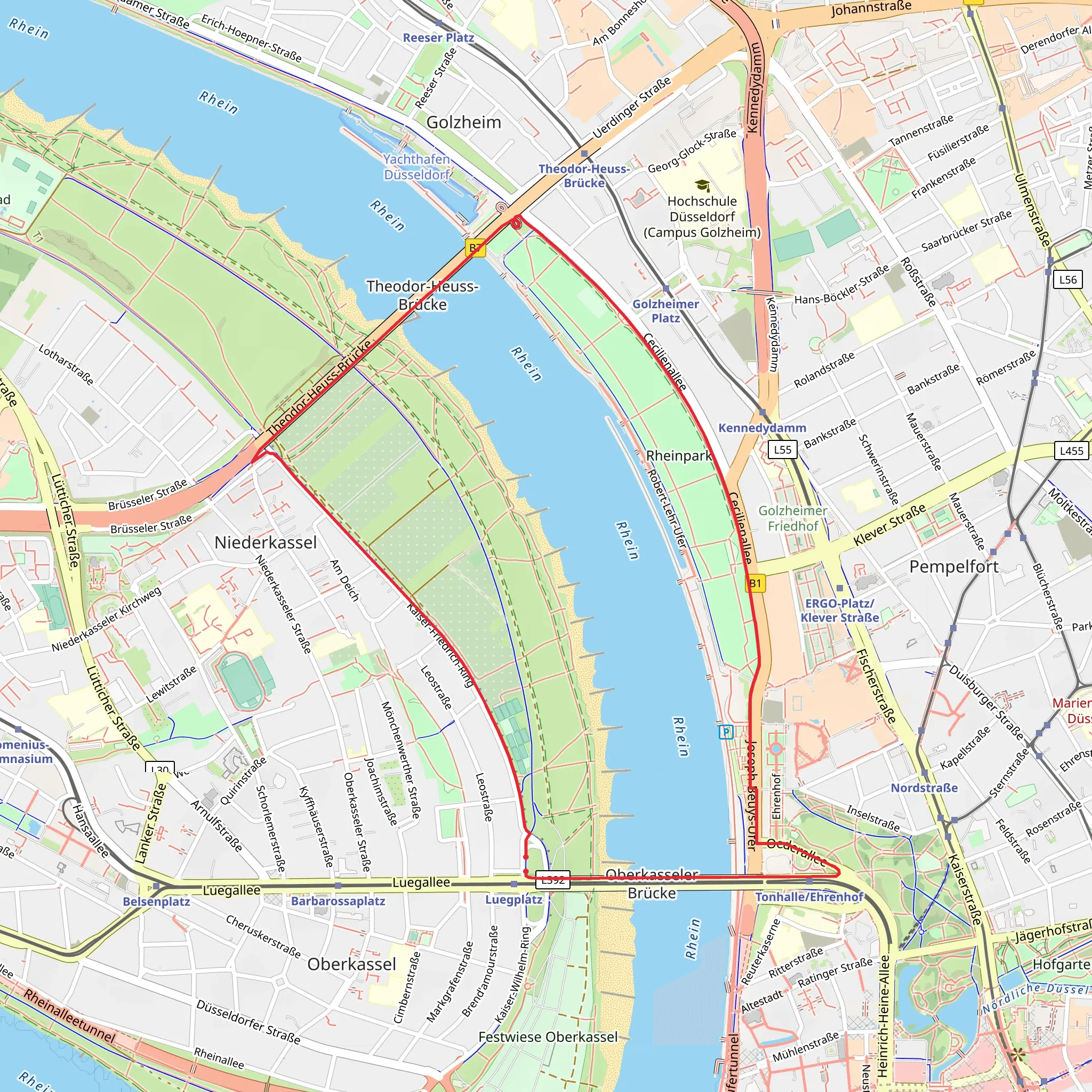 Rhine via Joseph-Beuys-Ufer mobile static map