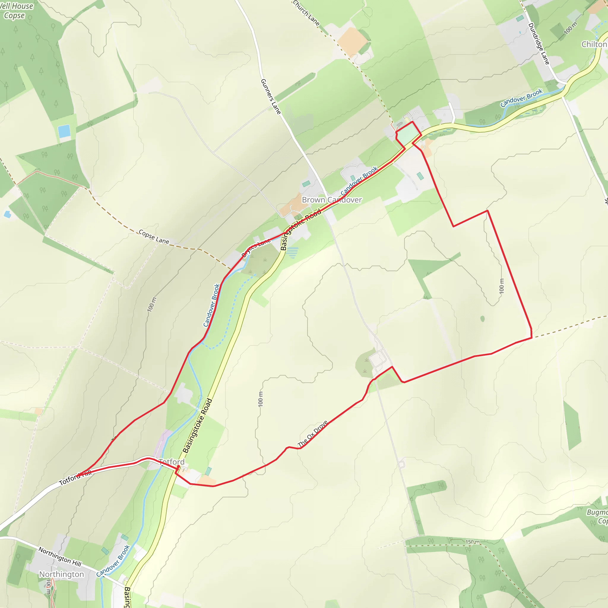 Brown Candover and Wayfarer's Walk mobile static map