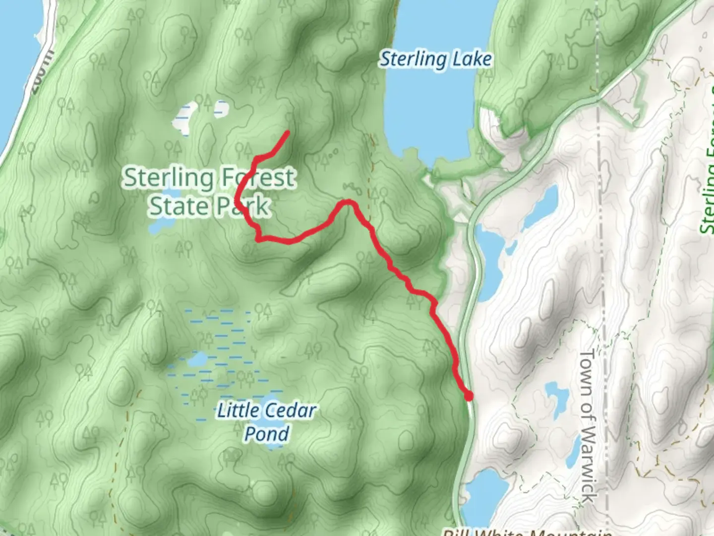 An image depicting the trail Sterling Mine Road Out and Back and its surrounding area.