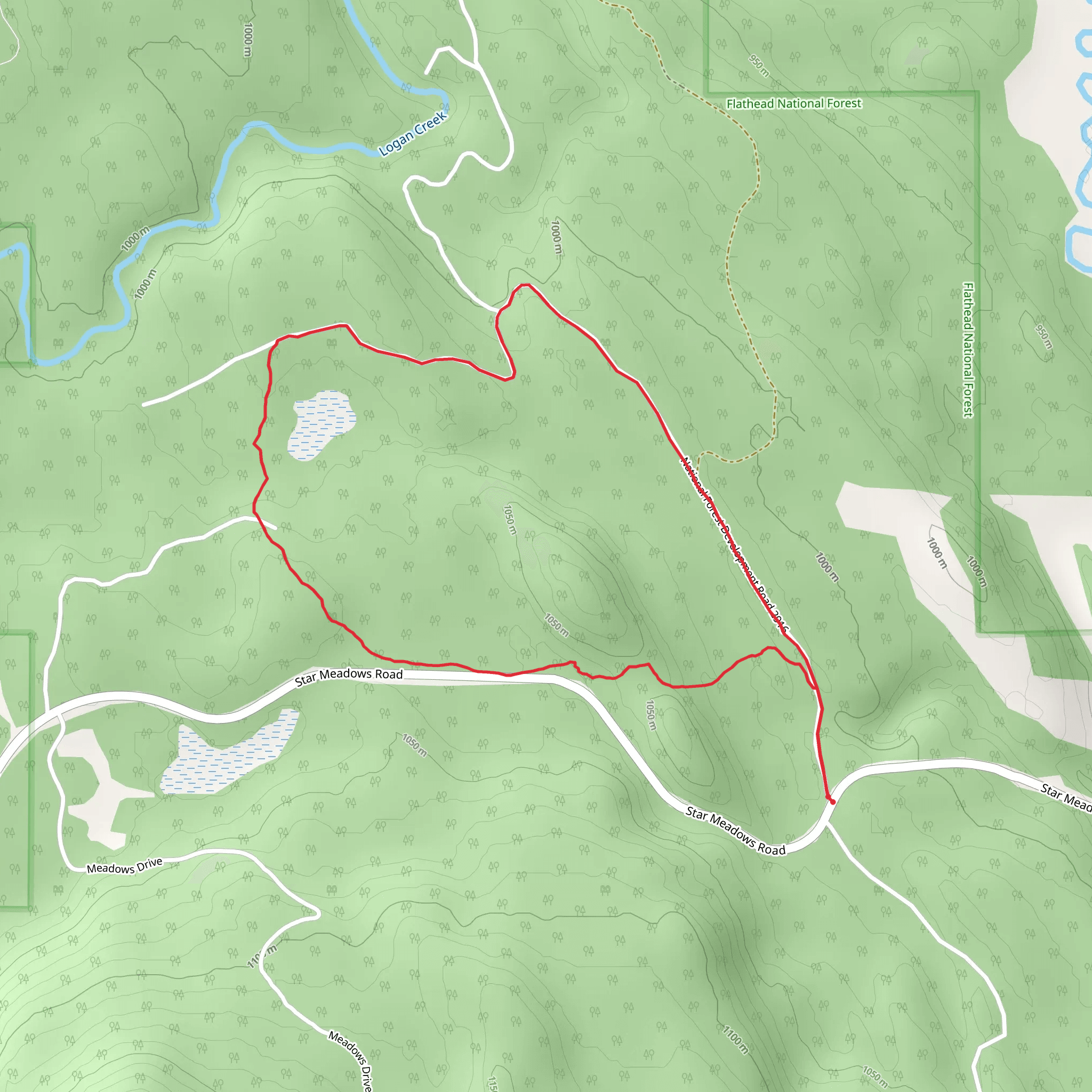 Fox Run Trail via Round Meadow Loop Trail mobile static map