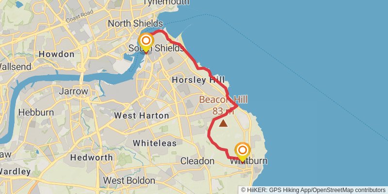 Tyne and Wear Heritage Way stage 7 Map