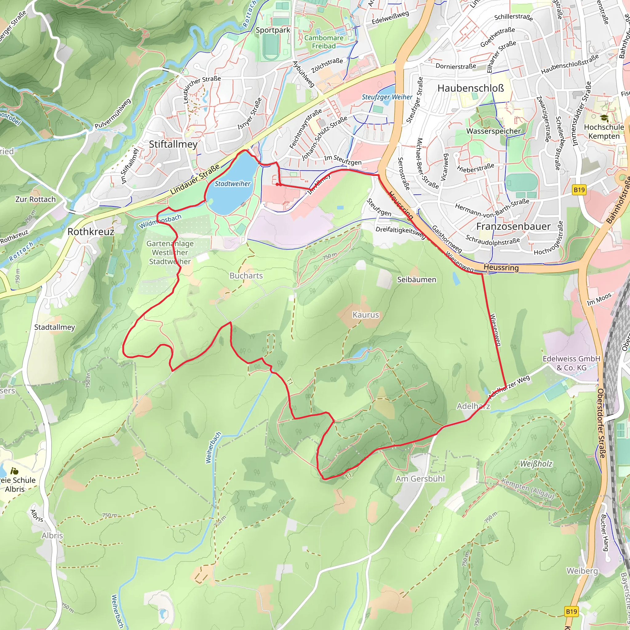 Stadtweiher and Steinberg Loop mobile static map