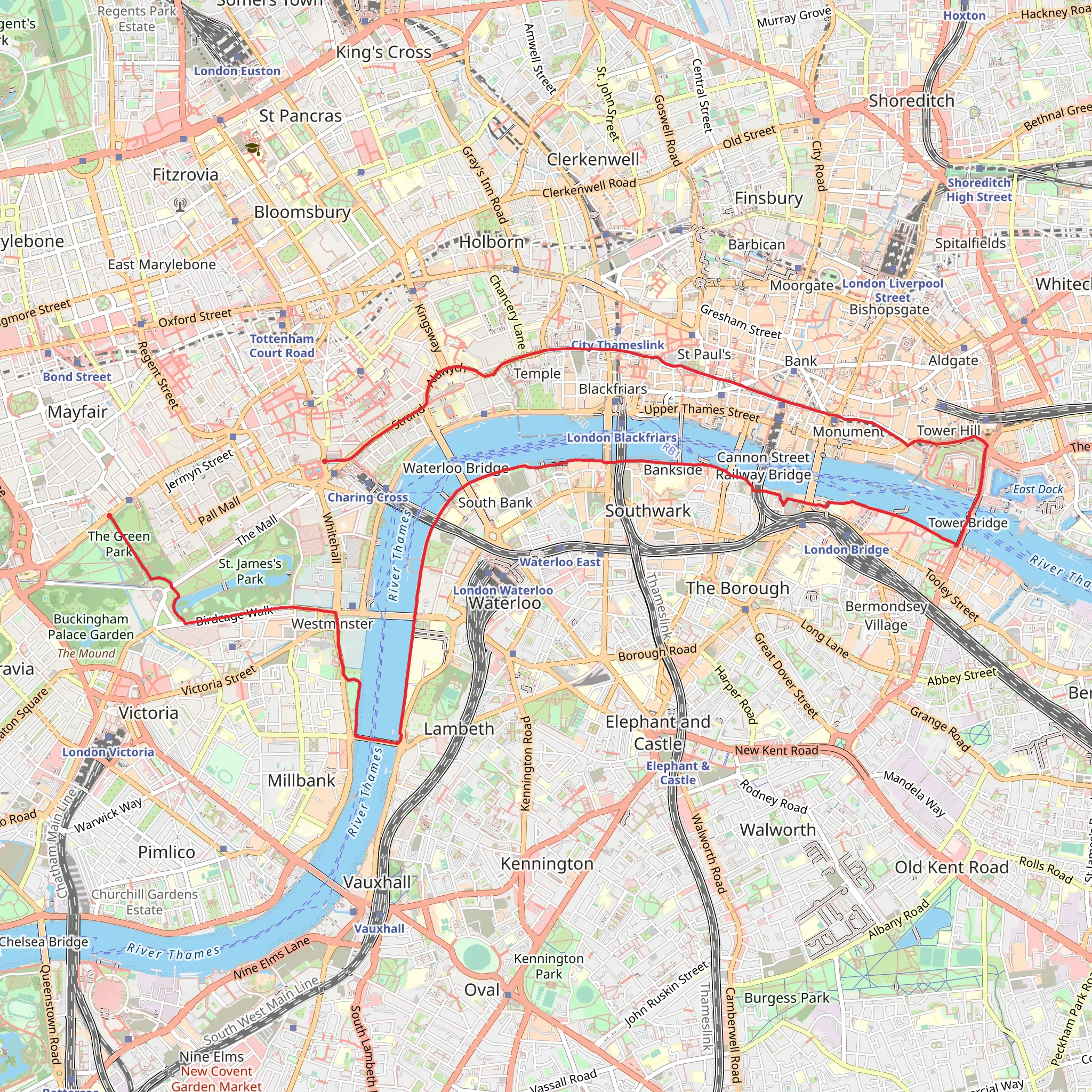 Central London from Green Park mobile static map
