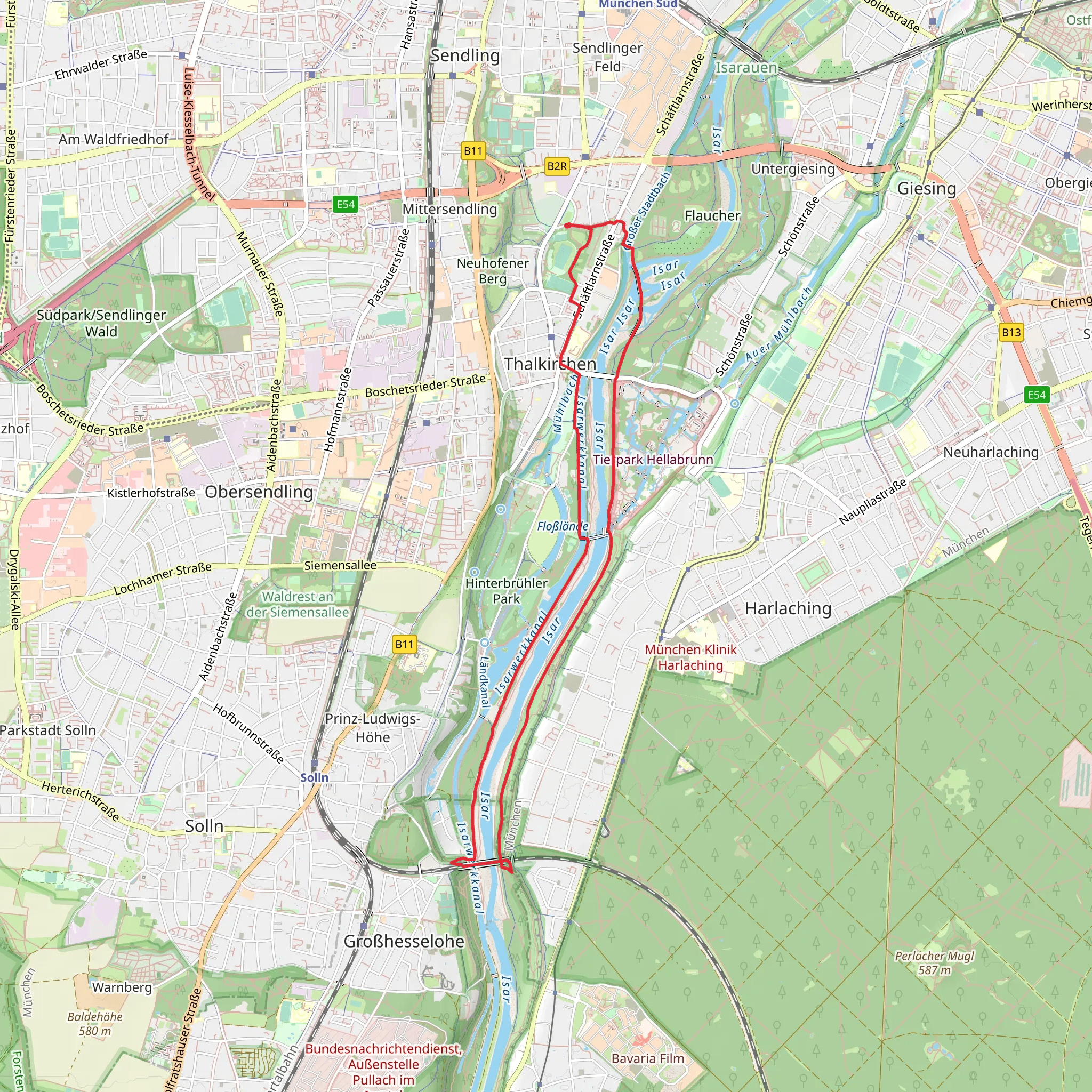 Isarwerkkanal and Isar via Schtichtweg mobile static map