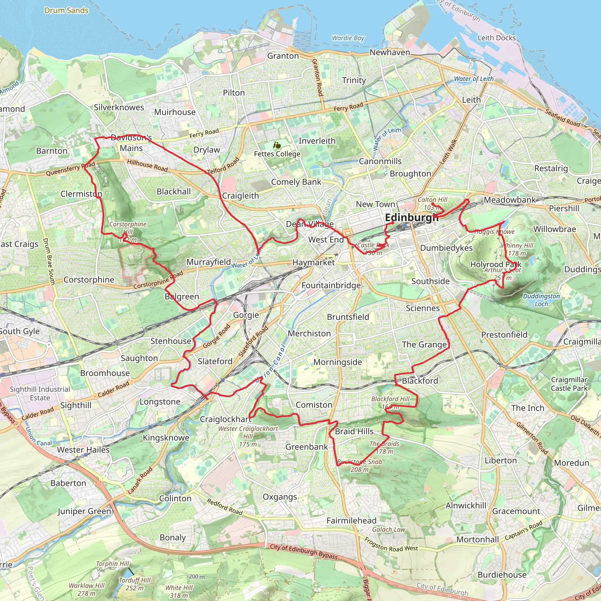 Edinburgh 7 Summits Challenge mobile static map